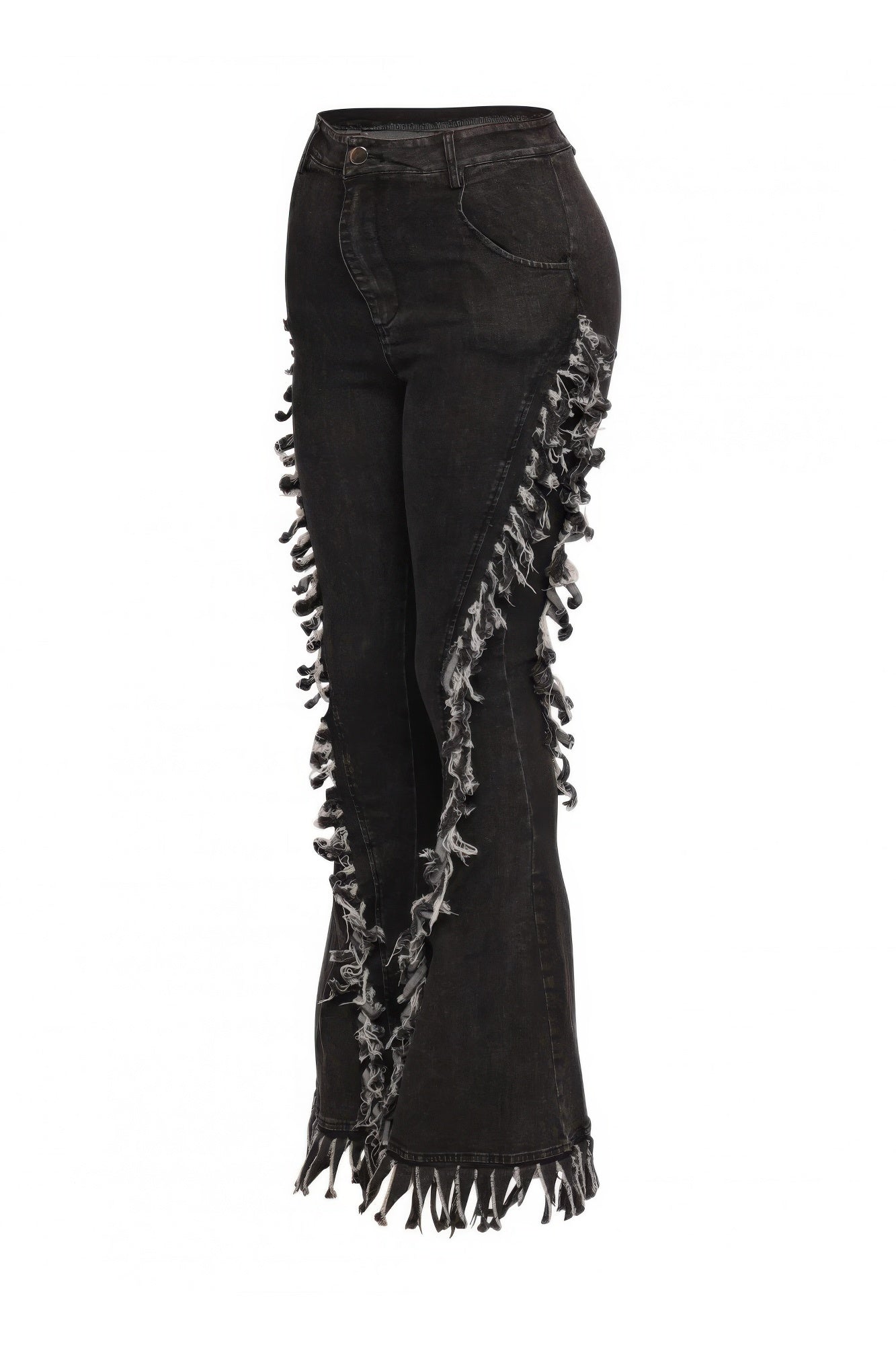 Distressed Fringe Denim Flared Pant product image