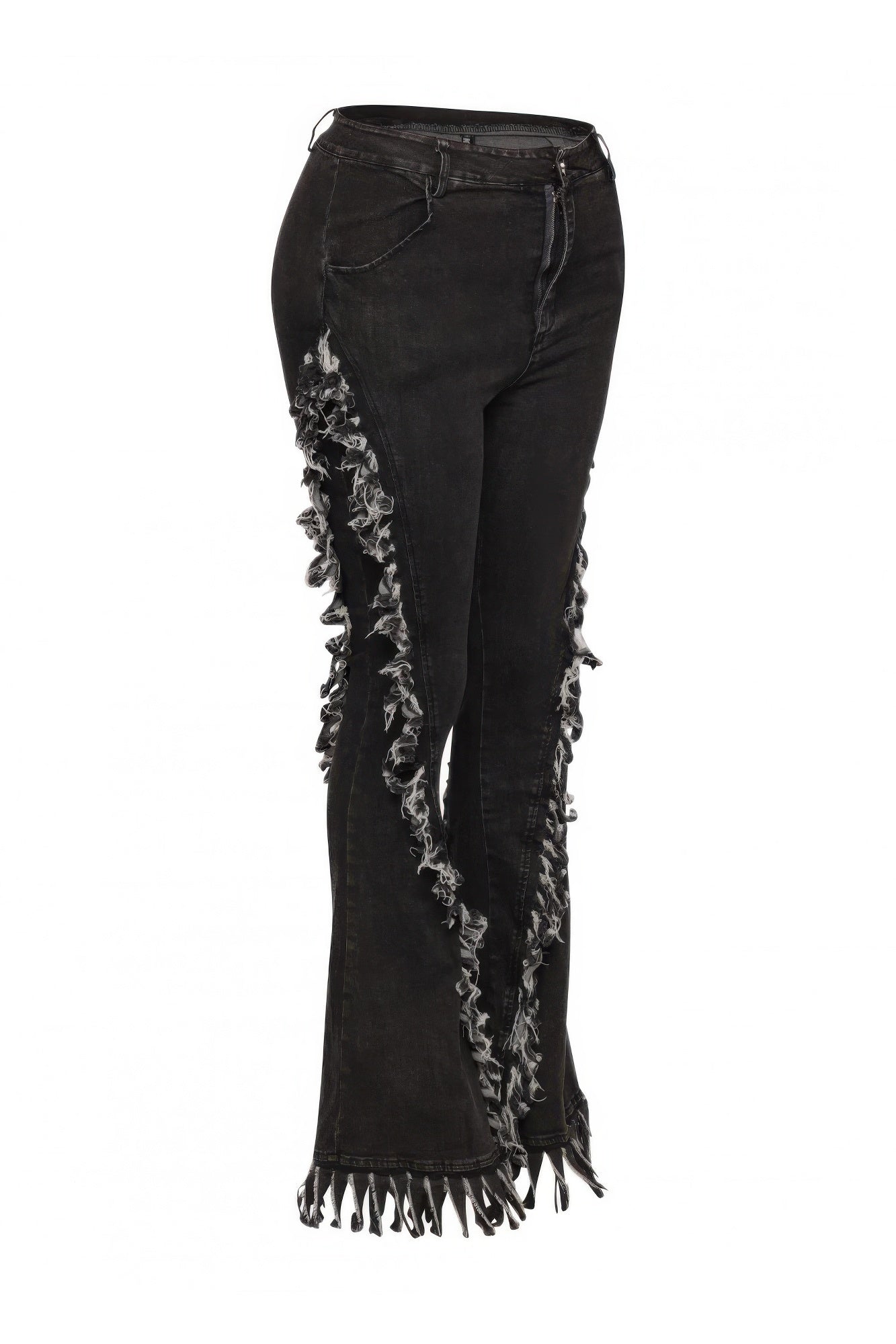 Distressed Fringe Denim Flared Pant product image