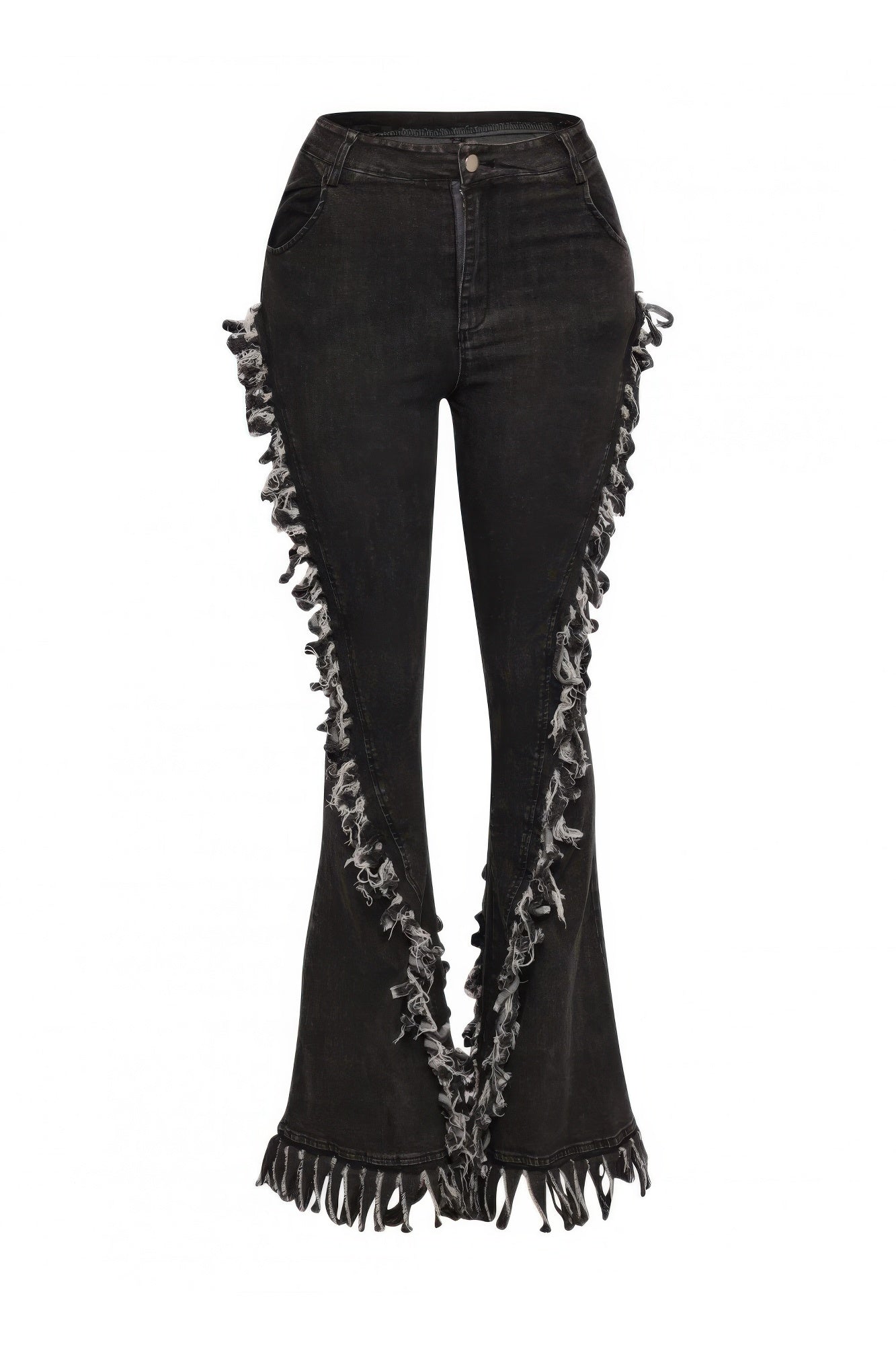 Distressed Fringe Denim Flared Pant product image