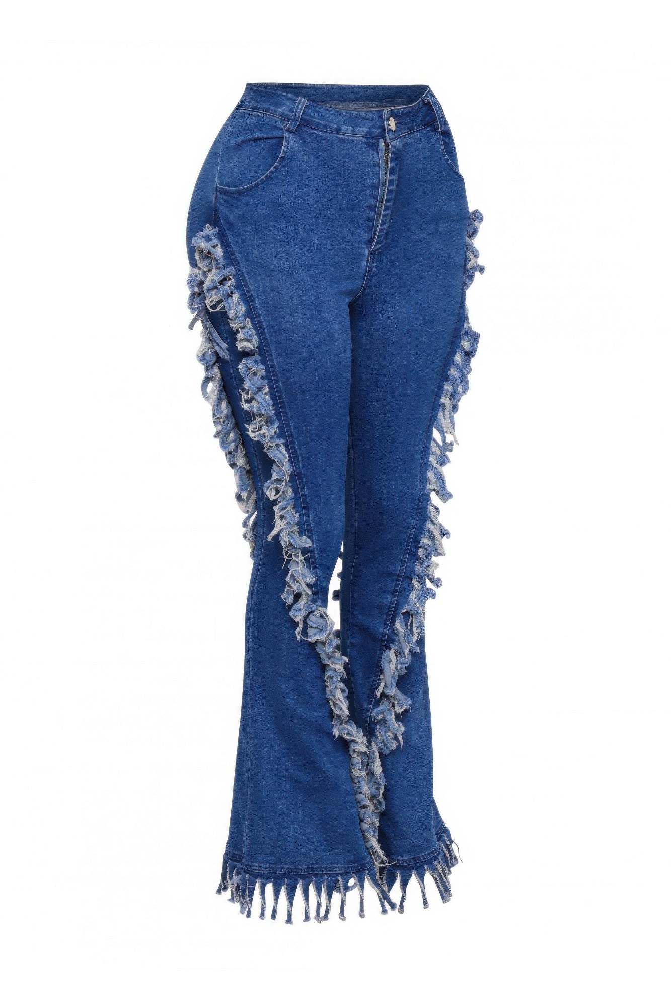 Distressed Fringe Denim Flared Pant product image