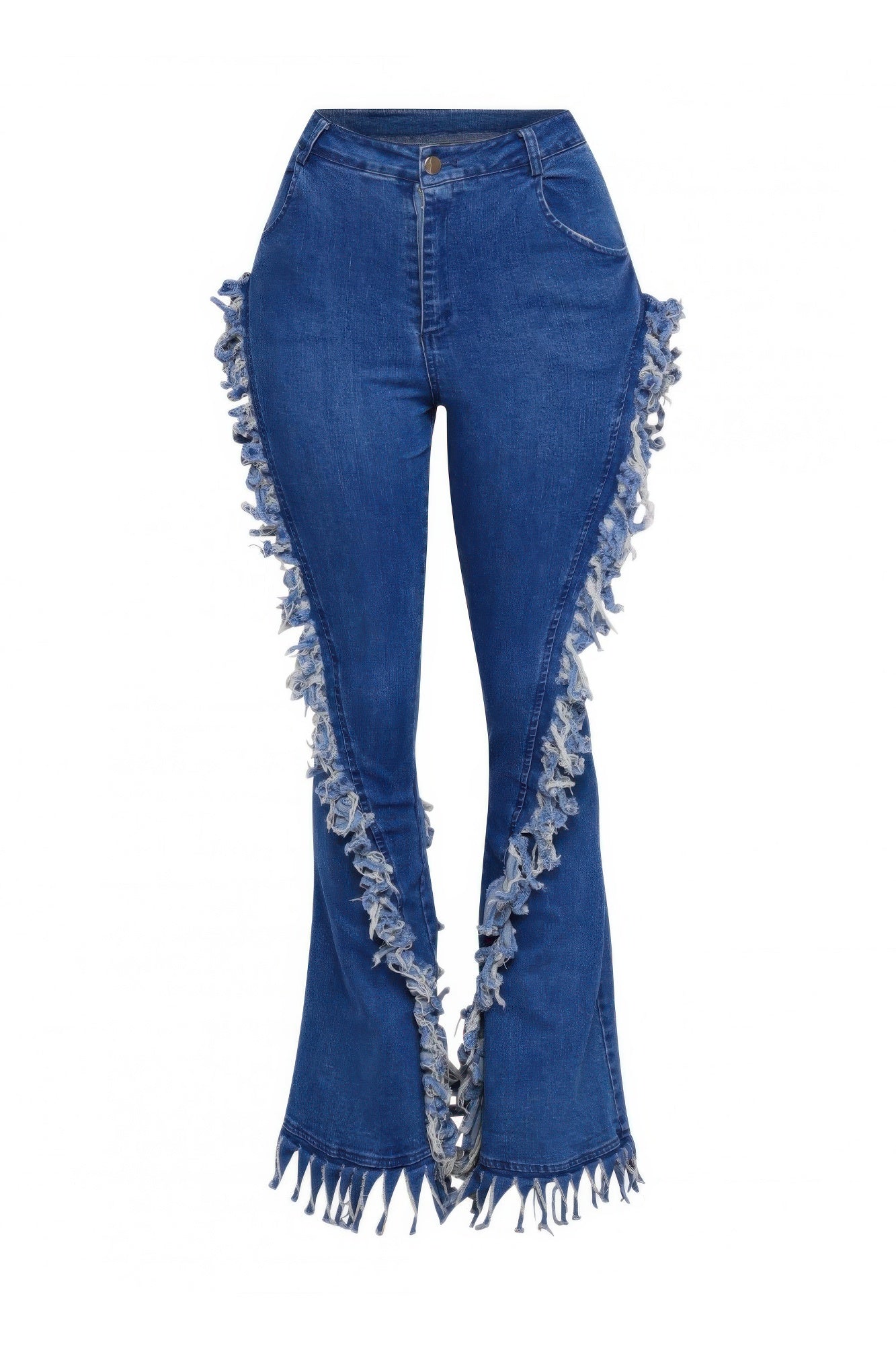 Distressed Fringe Denim Flared Pant product image