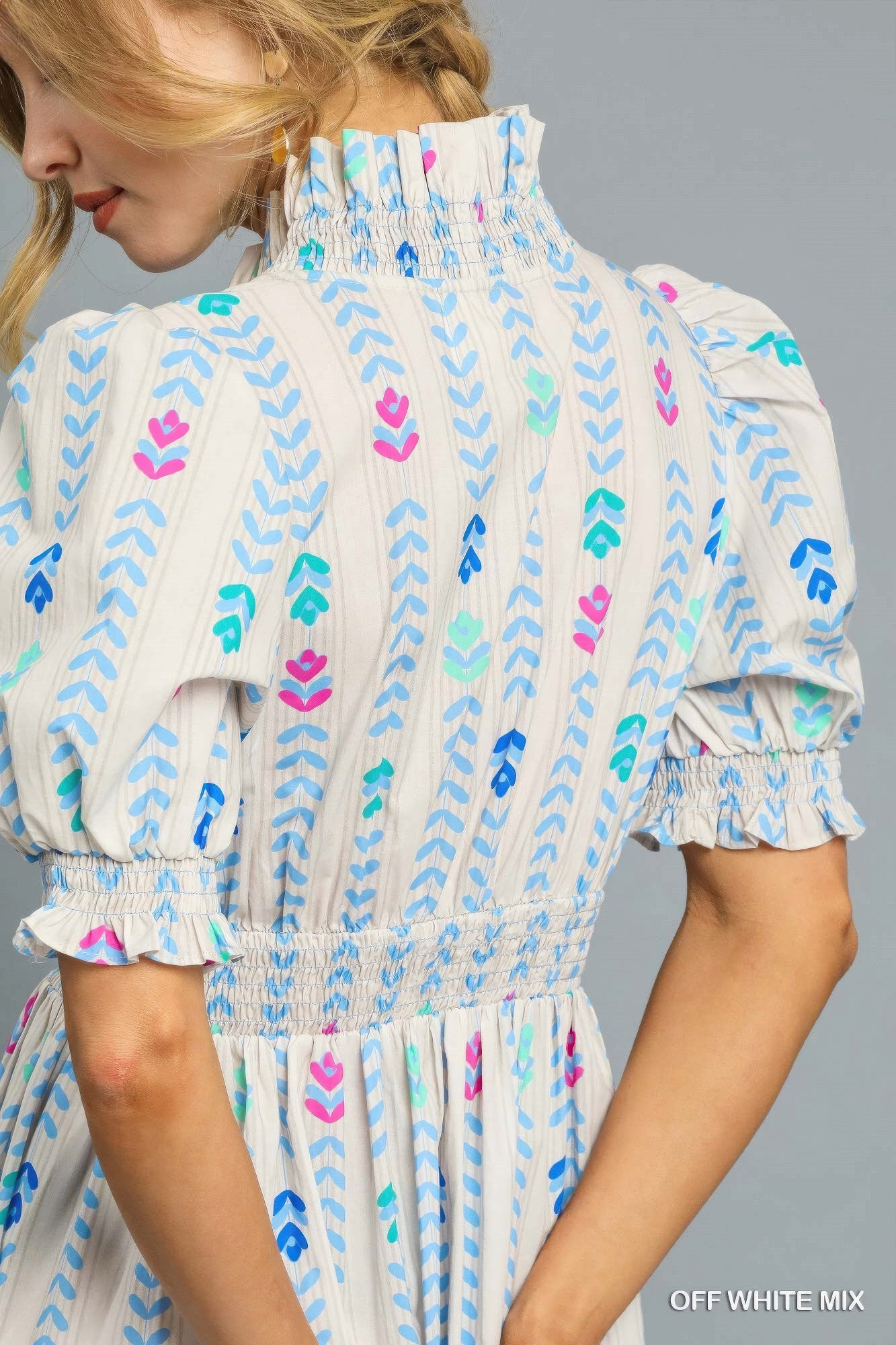 Vibrant Ruffle Smocked Midi Dress product image