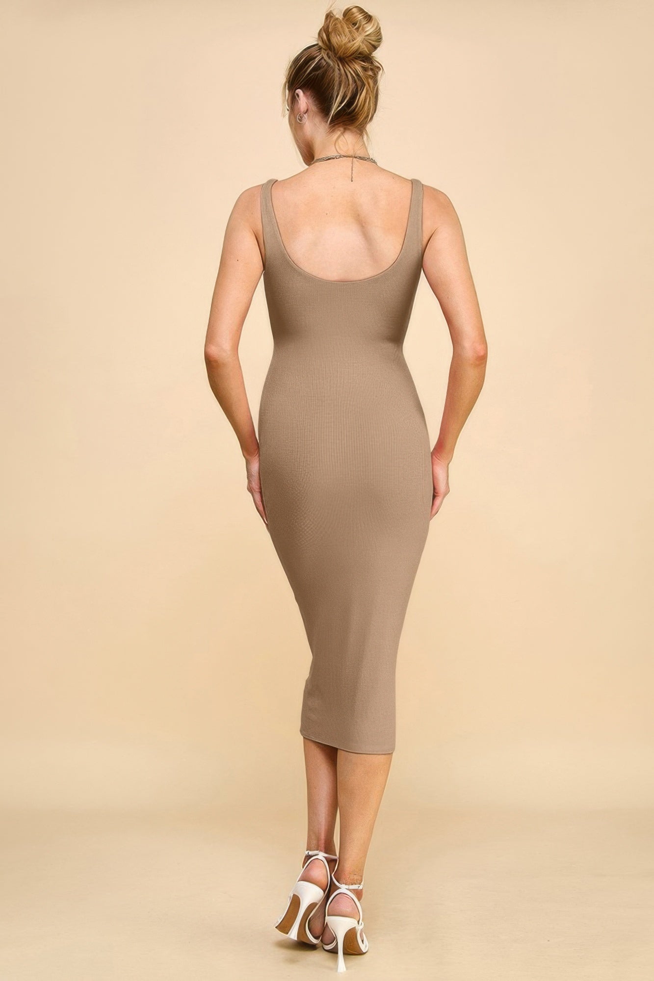 Scoop Neck Rib Linning Double Layered Tank Dress product image