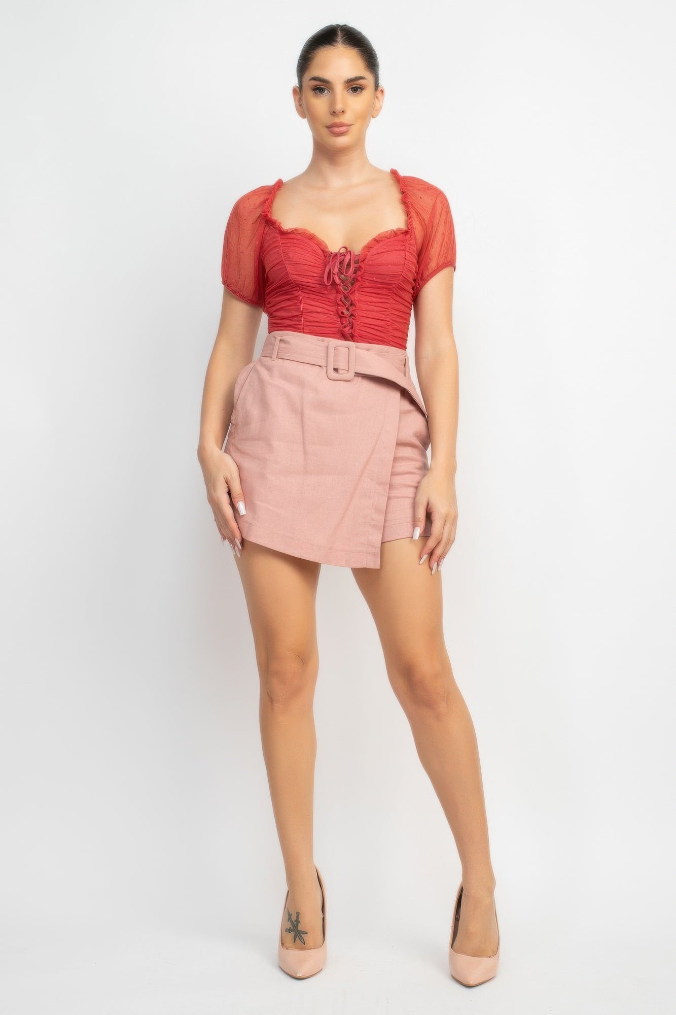 Shirred Mesh Sleeve Bodysuit product image