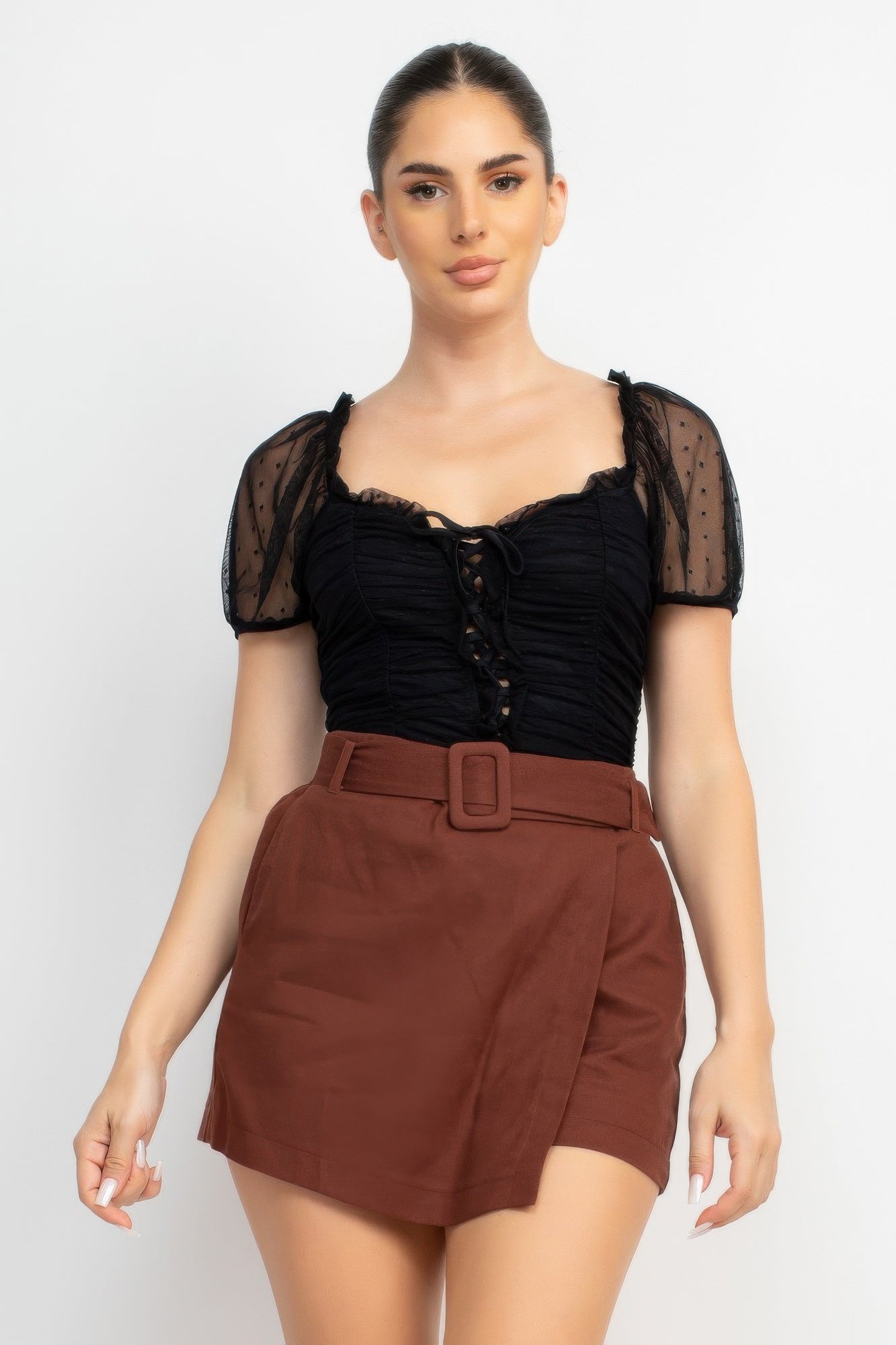 Shirred Mesh Sleeve Bodysuit product image