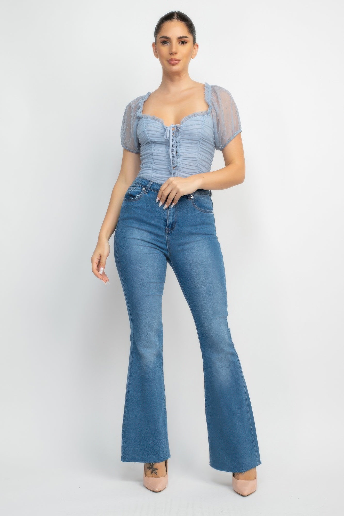 Shirred Mesh Sleeve Bodysuit product image