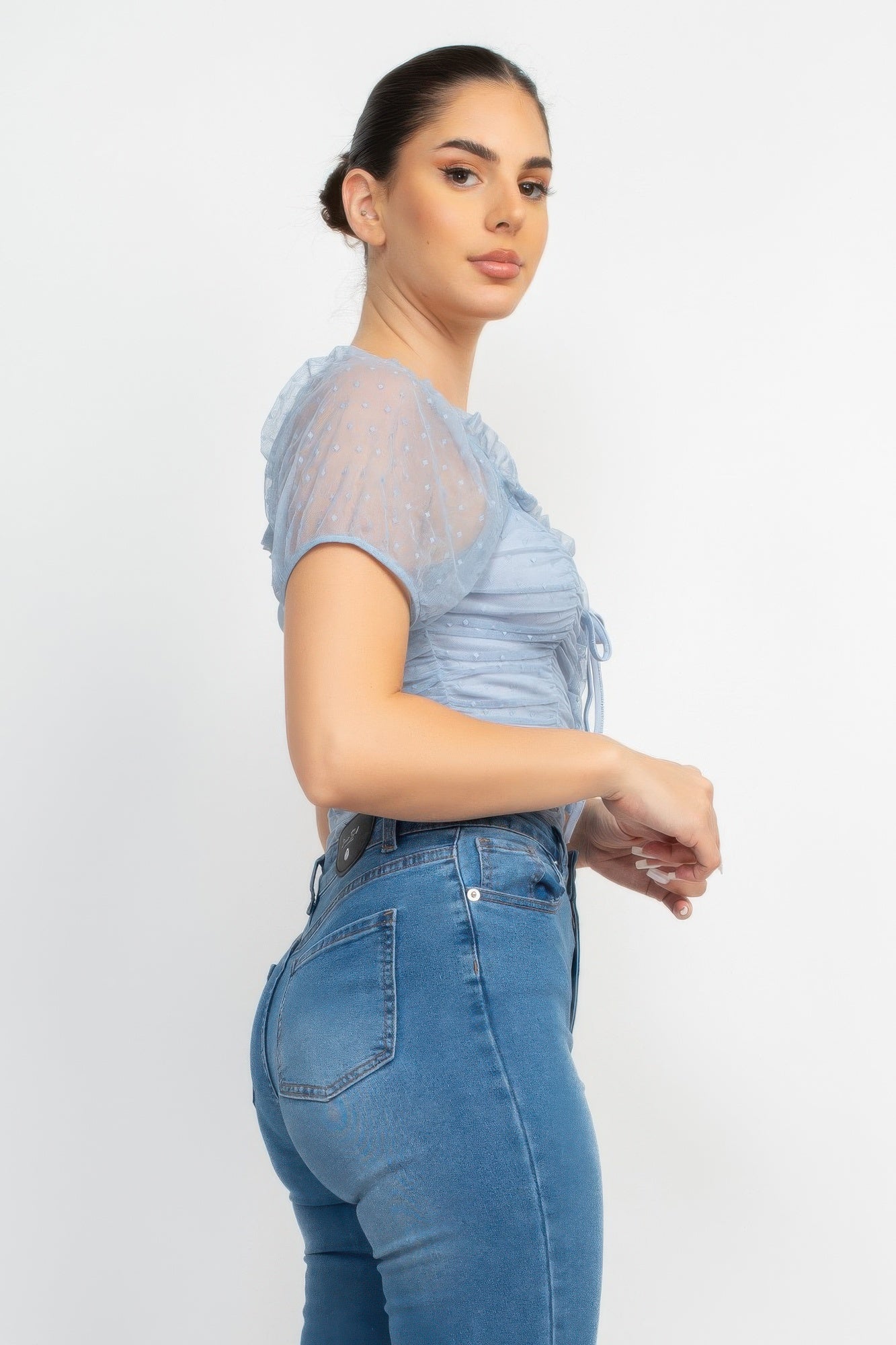 Shirred Mesh Sleeve Bodysuit product image