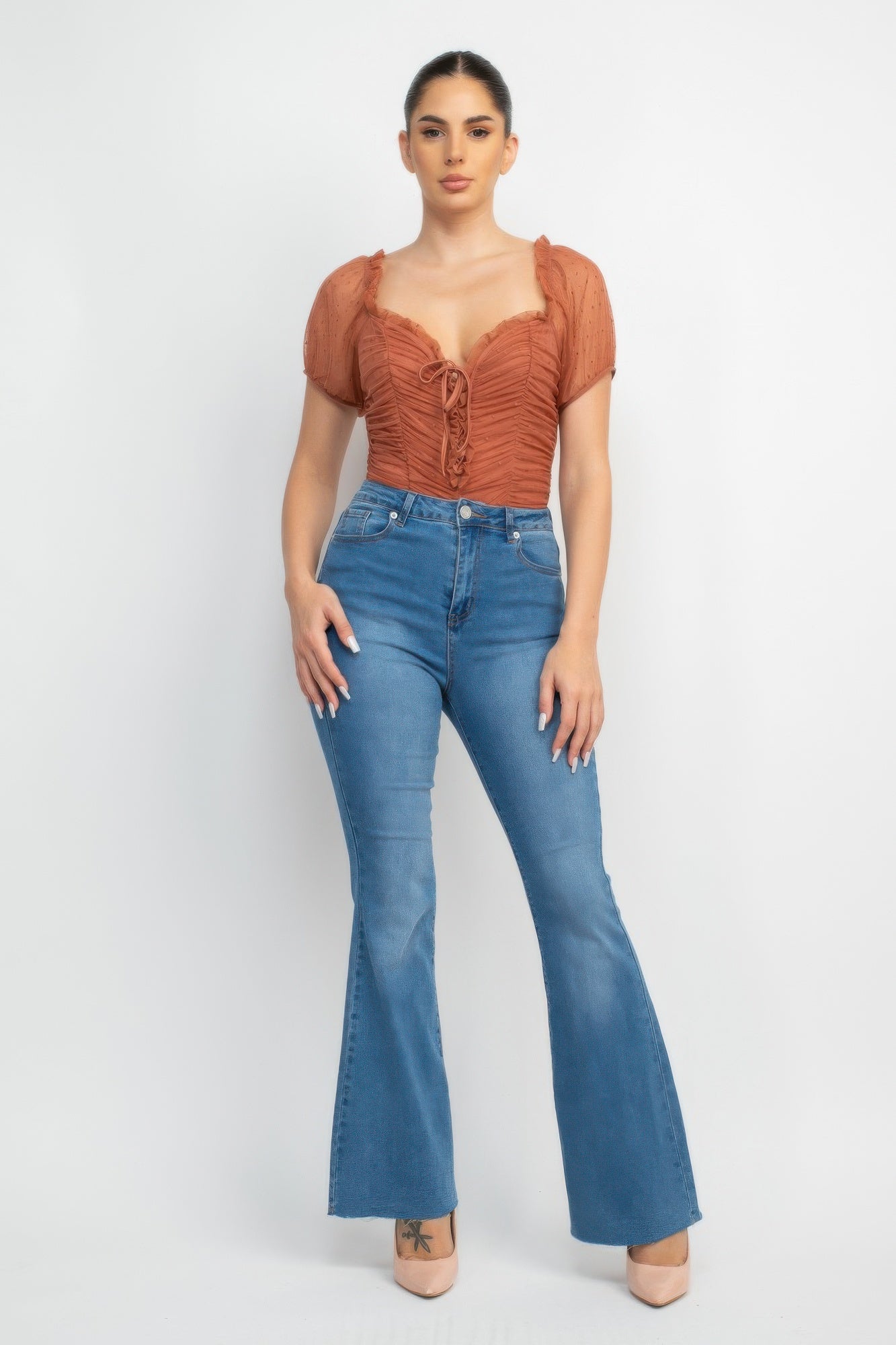 Shirred Mesh Sleeve Bodysuit product image