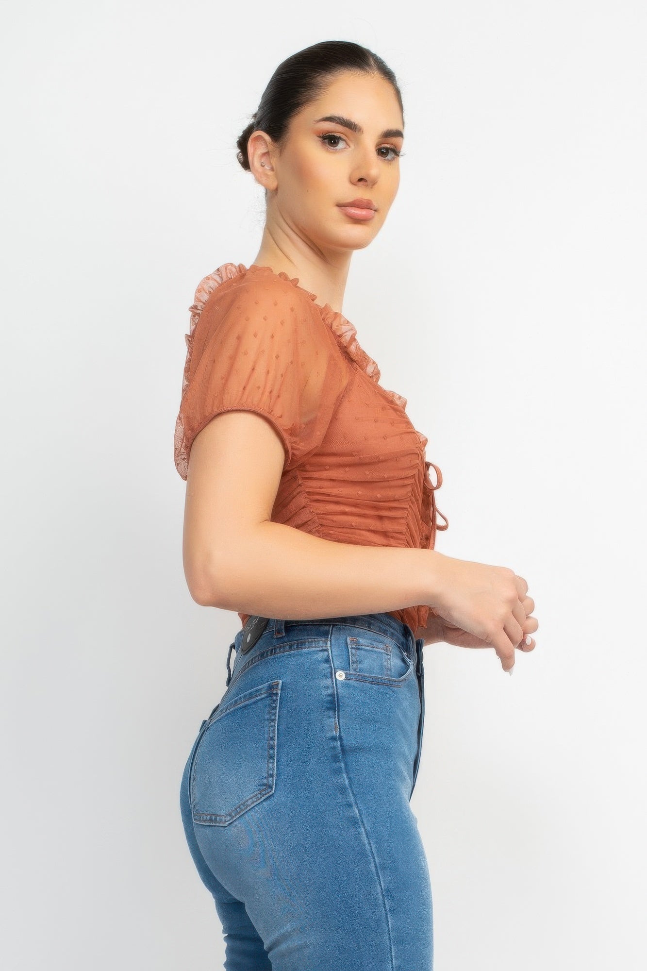 Shirred Mesh Sleeve Bodysuit product image