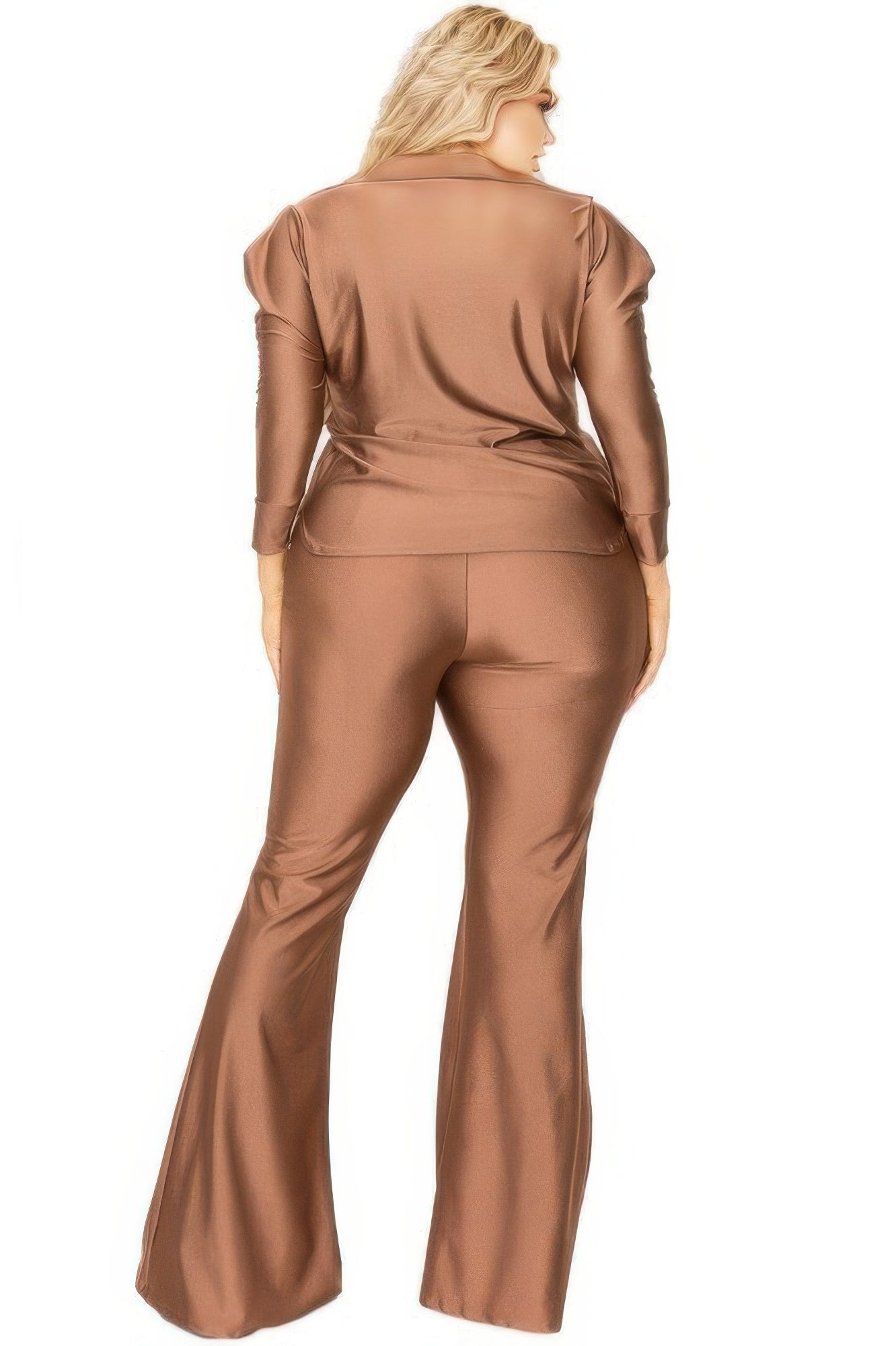 Plus Satin 3/4 Sleeve Wide Leg 2 Piece Set product image