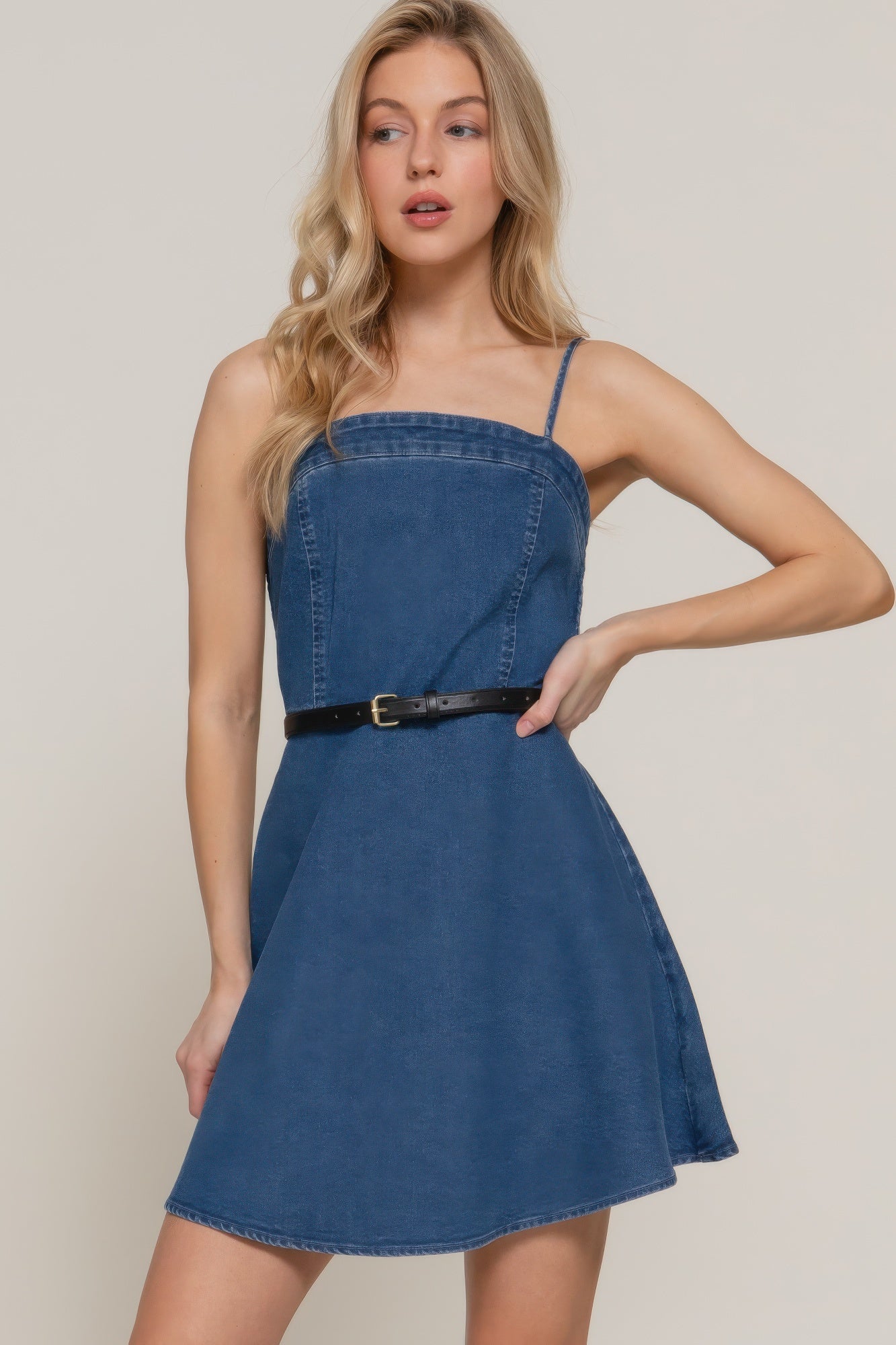 Belted Cami A-line Mini Dress product image