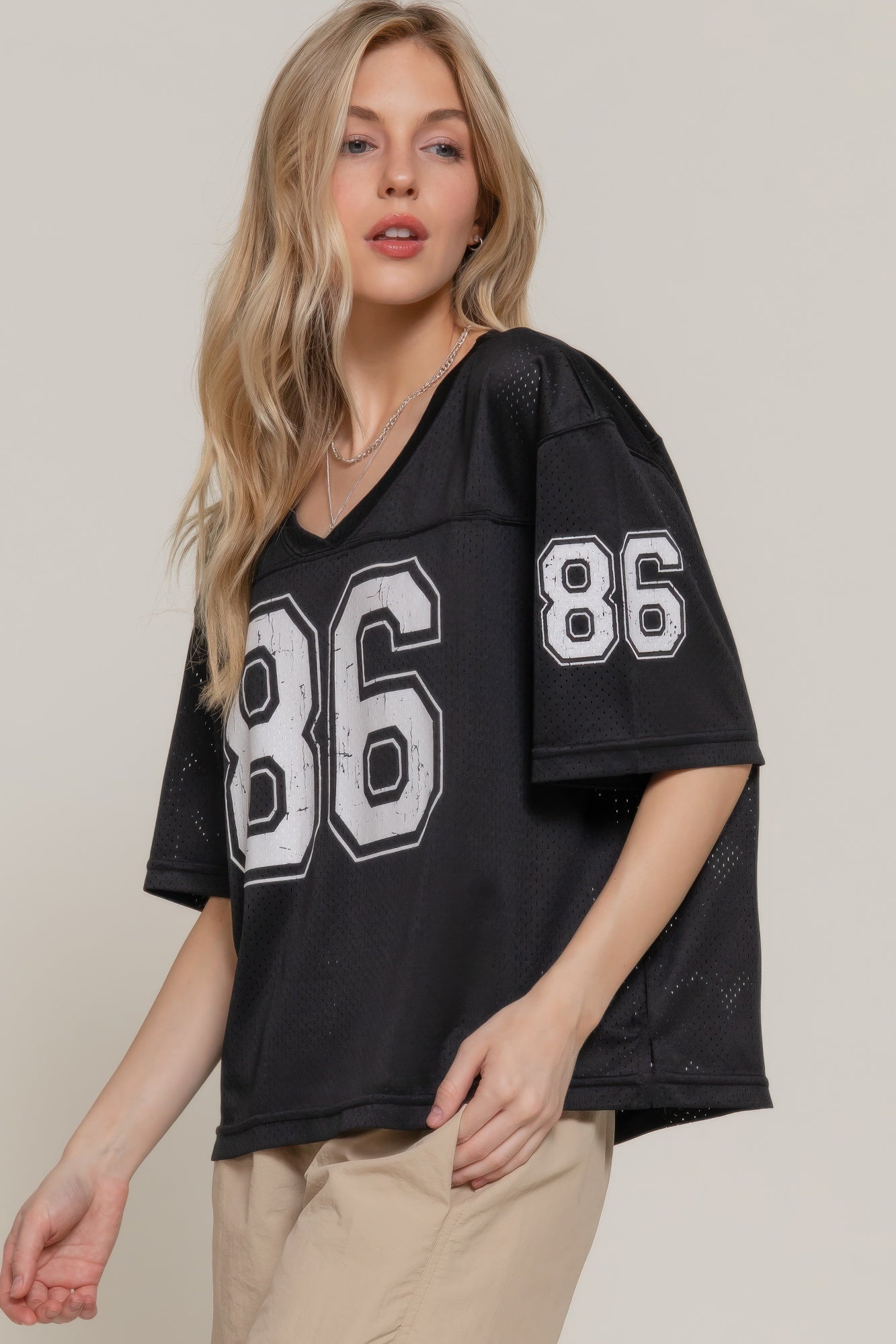 Silk Screen Print Mesh Oversize Basball T-shirt product image