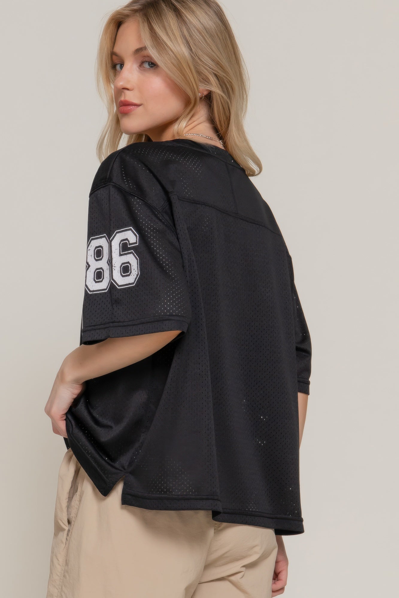 Silk Screen Print Mesh Oversize Basball T-shirt product image