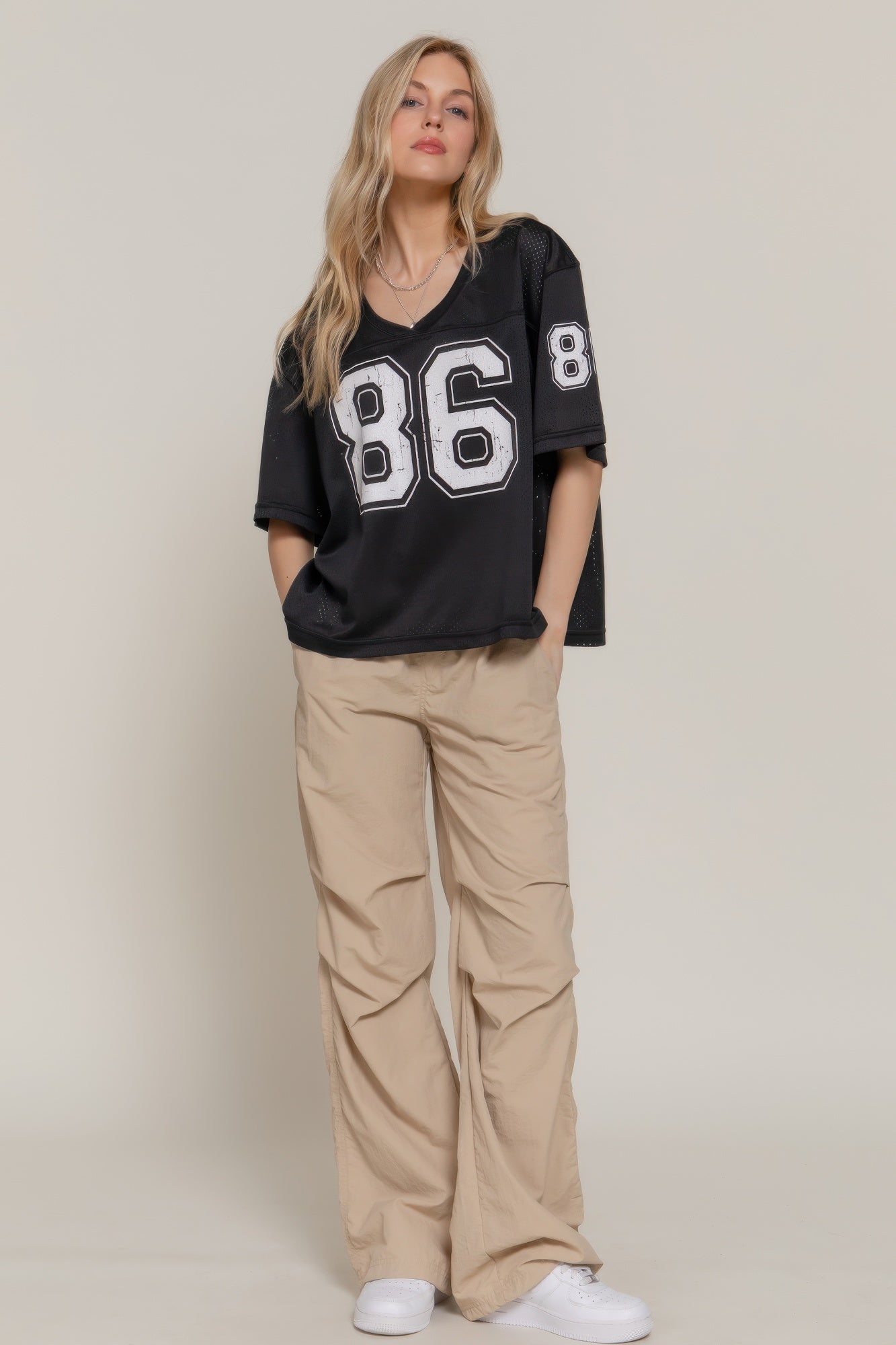 Silk Screen Print Mesh Oversize Basball T-shirt product image