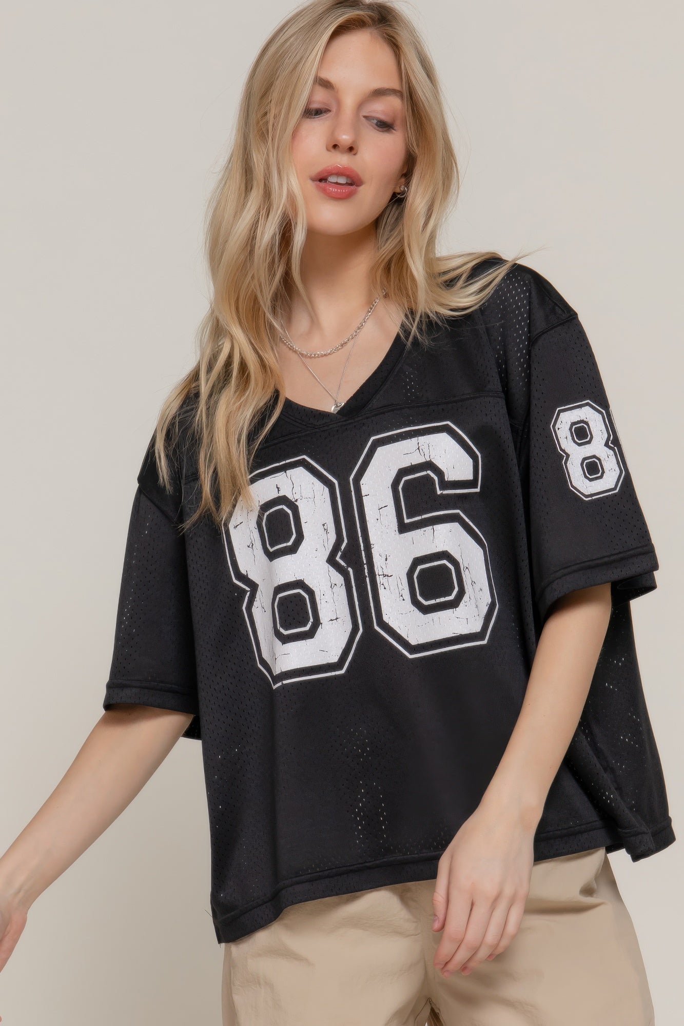 Silk Screen Print Mesh Oversize Basball T-shirt product image