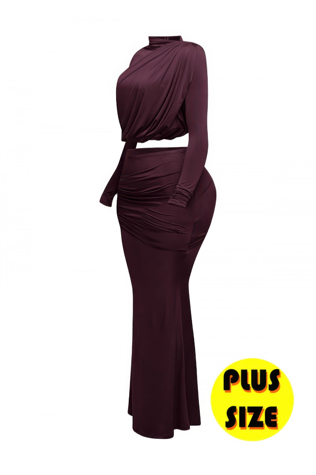 Plus Size Shirring Detailed Top & Long Skirt Set product image