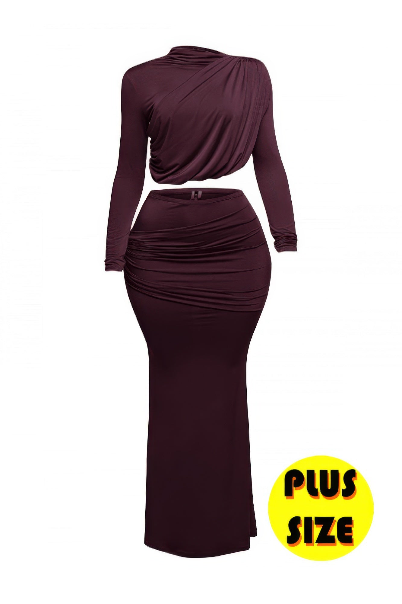 Plus Size Shirring Detailed Top & Long Skirt Set product image