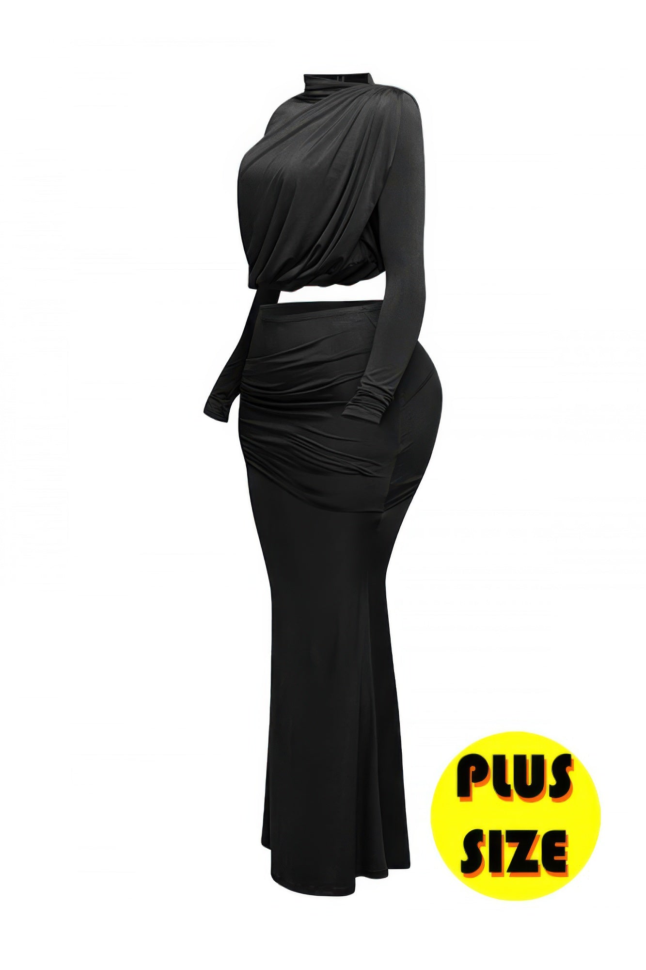 Plus Size Shirring Detailed Top & Long Skirt Set product image