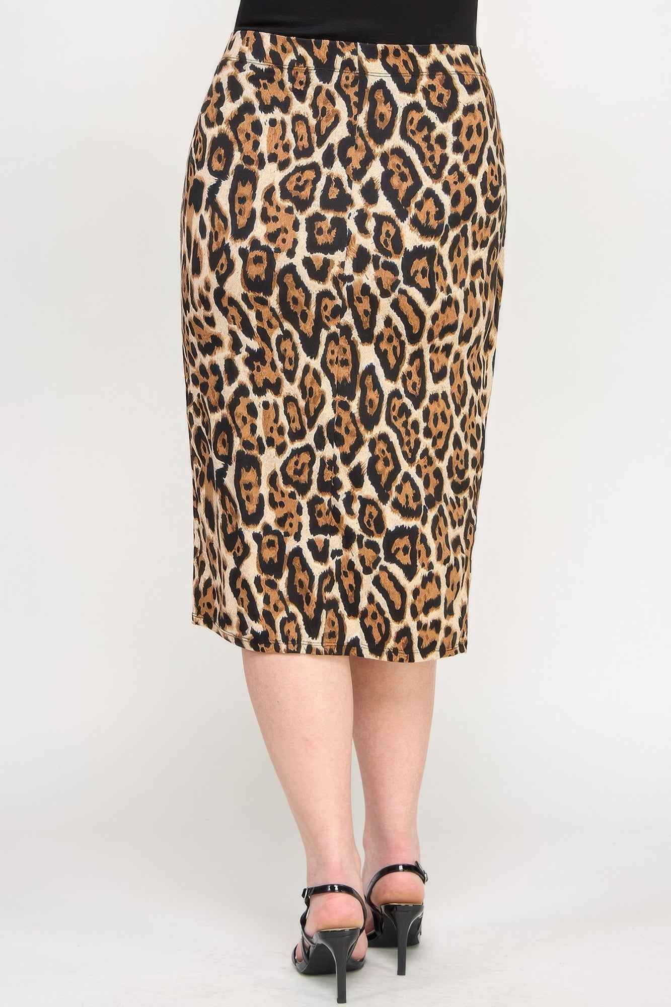 Plus Leopard Prt Asym Skirt W/ Buckle Plus Leopard Prt Asym Skirt W/ Buckle