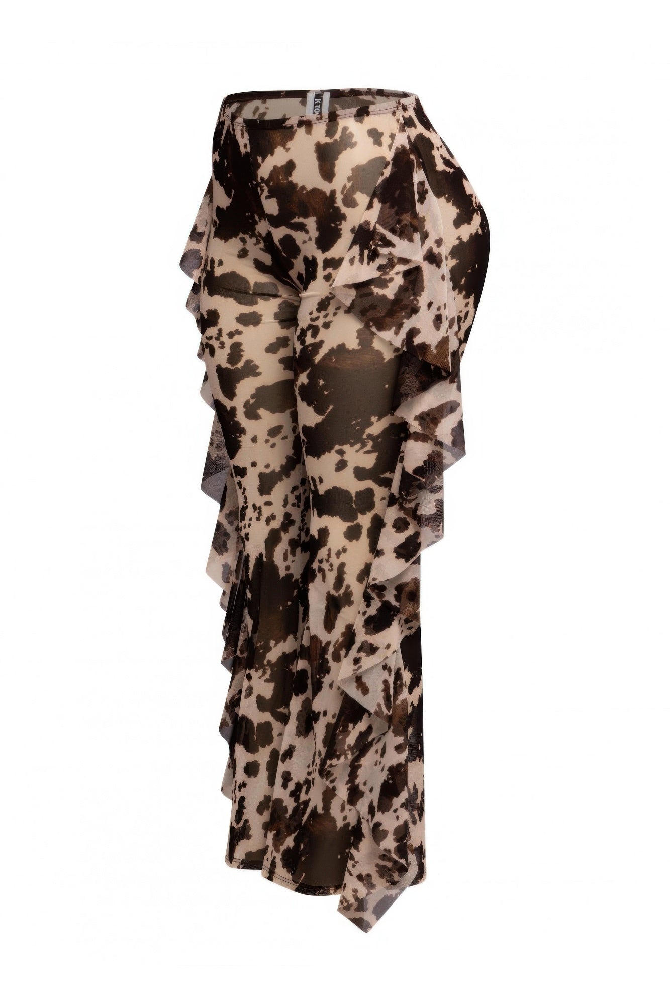 Side Ruffle Detailed Printed Mesh Pants product image