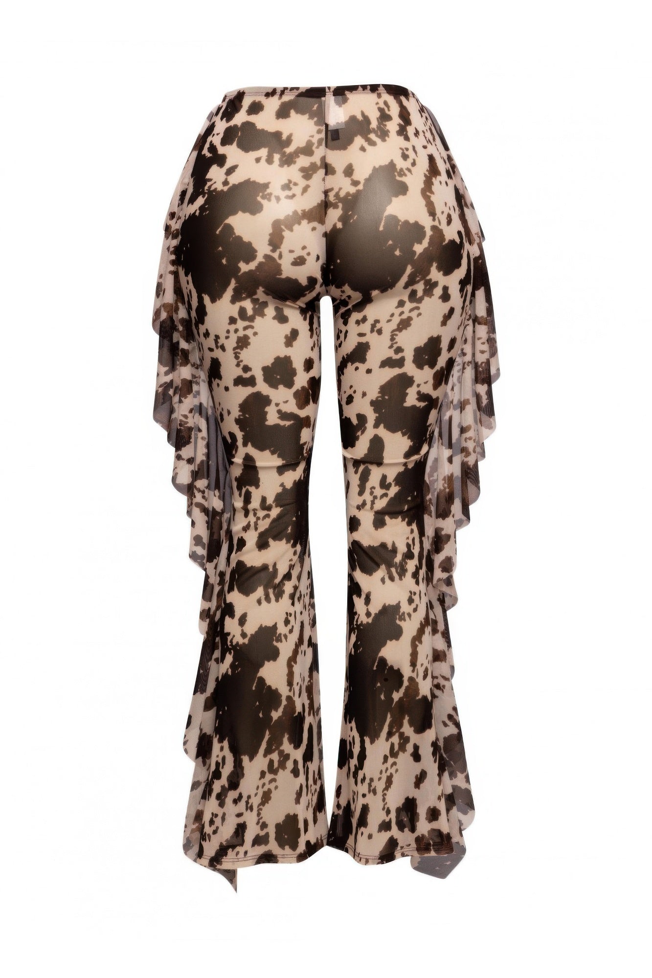 Side Ruffle Detailed Printed Mesh Pants product image