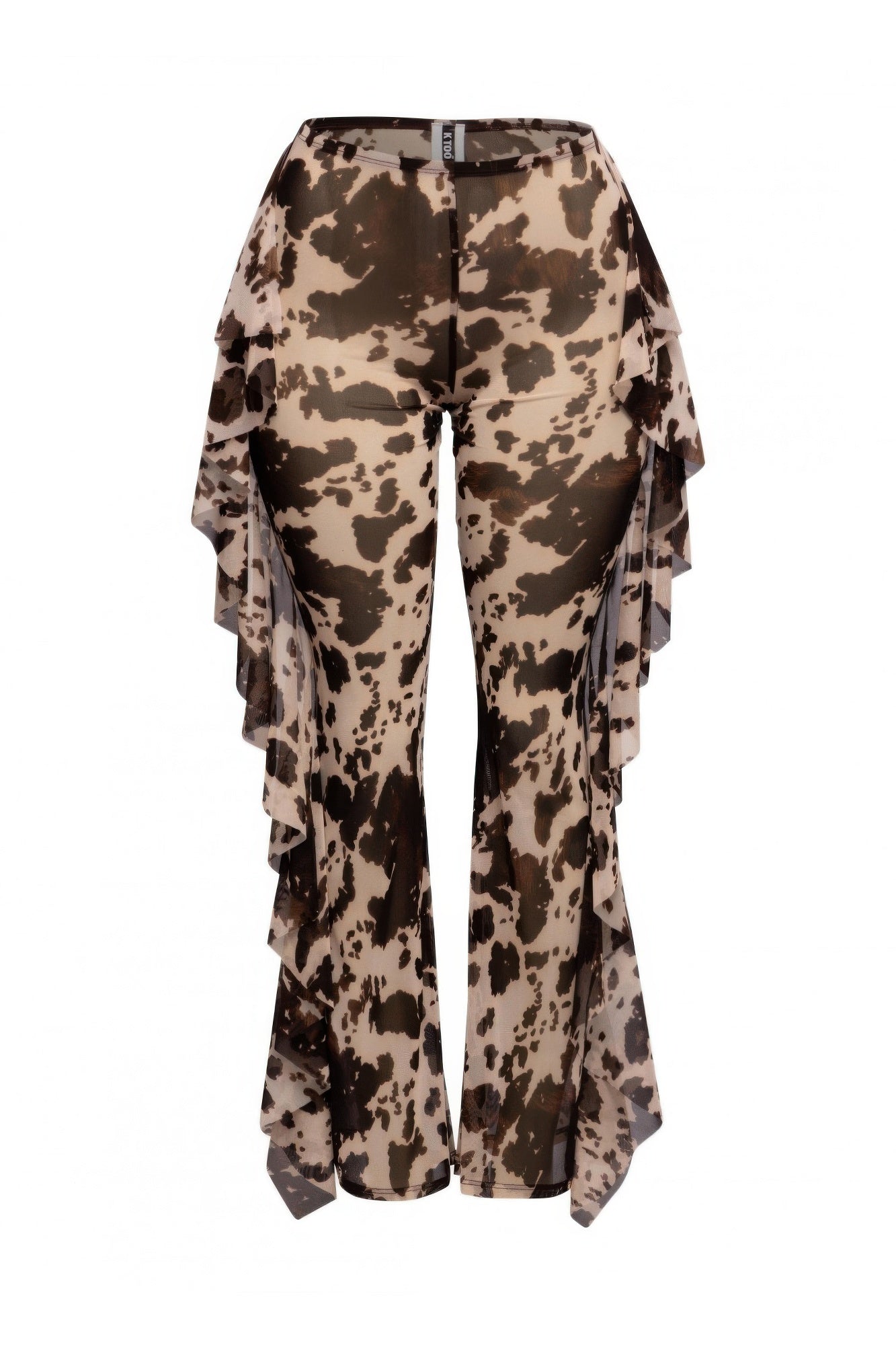 Side Ruffle Detailed Printed Mesh Pants product image