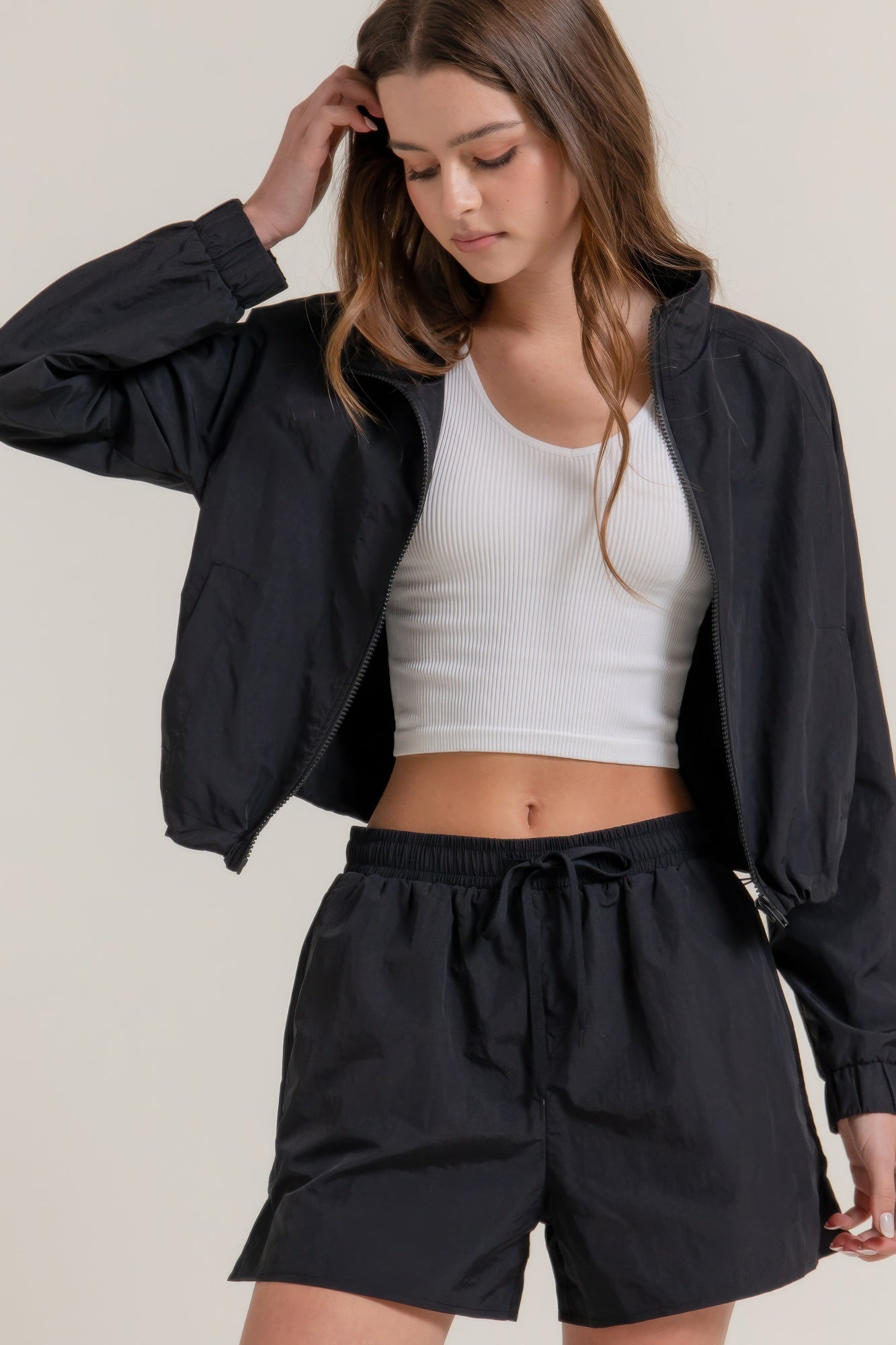 Long Slv Crop Activewear Anorak Jacket product image