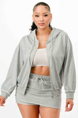 Zipped Hooded Jacket And Skort Set