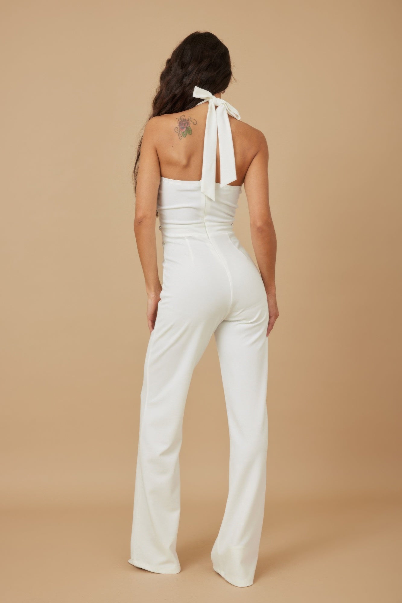 Rhinestone Ribbon Haltered Neck Jumpsuit product image