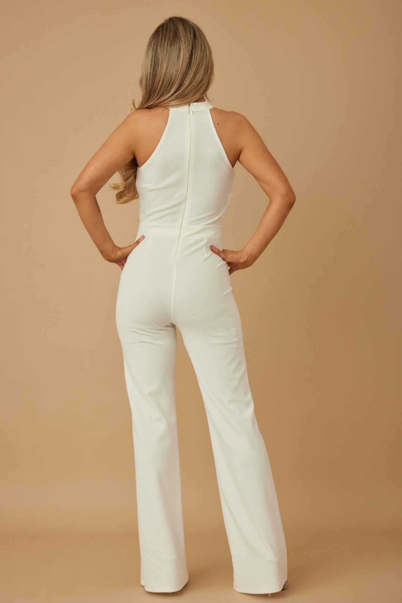 Halter Style Jumpsuit With Drag Chain Halter Style Jumpsuit With Drag Chain