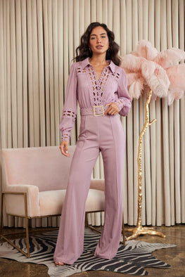 Crochet Detailed Woven Top Fashon Jumpsuit