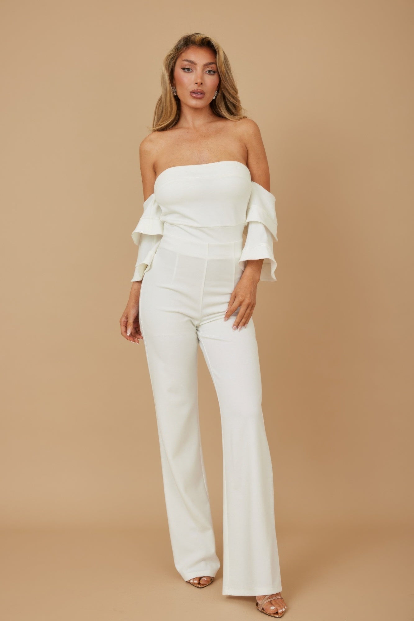 Off Shoulder Black N White Color Combo Jumpsuit product image