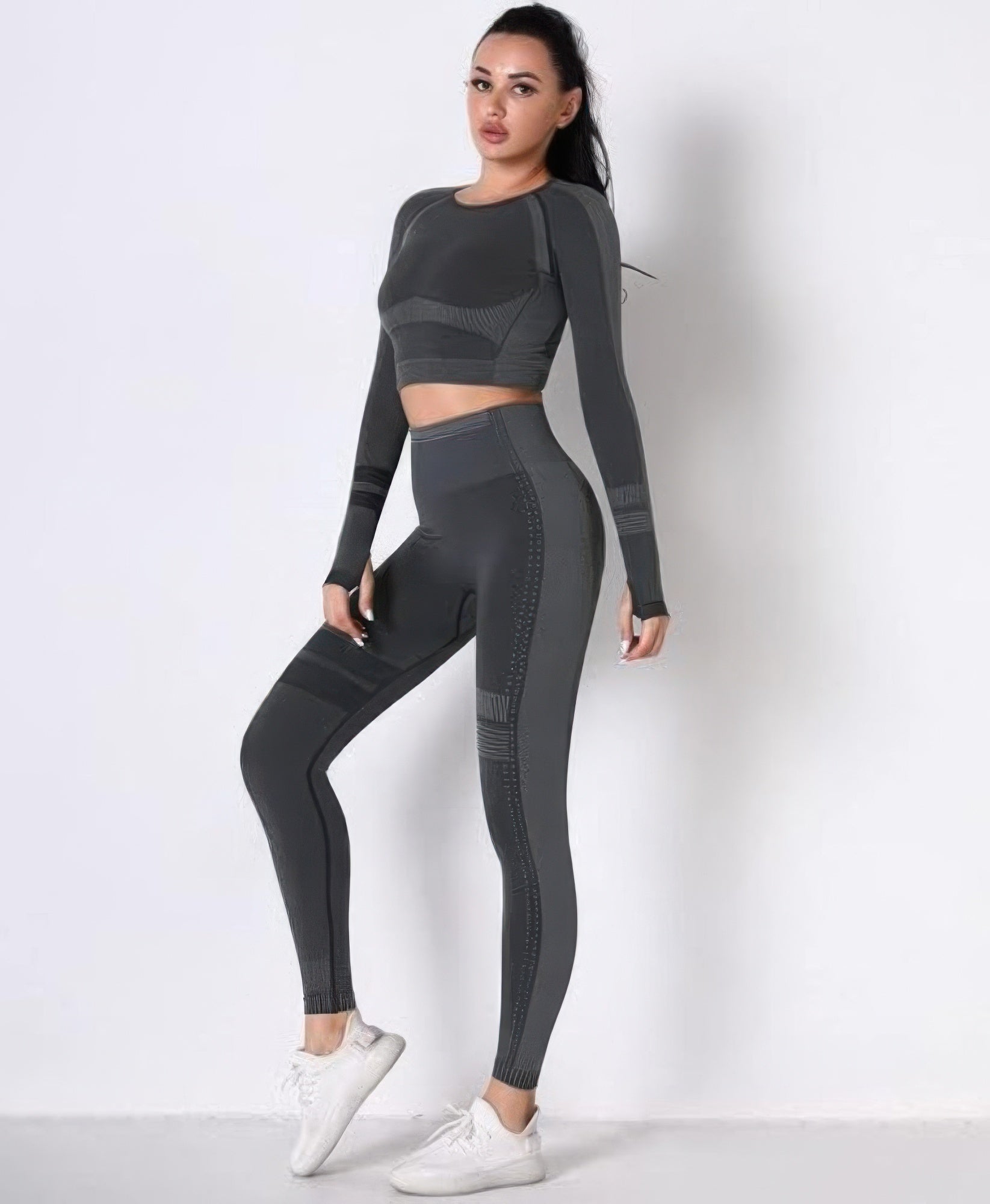 Seamless Long Sleeve Solid Yoga Set product image