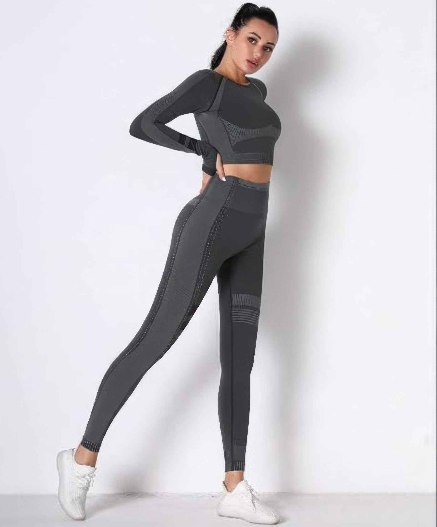 Seamless Long Sleeve Solid Yoga Set Seamless Long Sleeve Solid Yoga Set