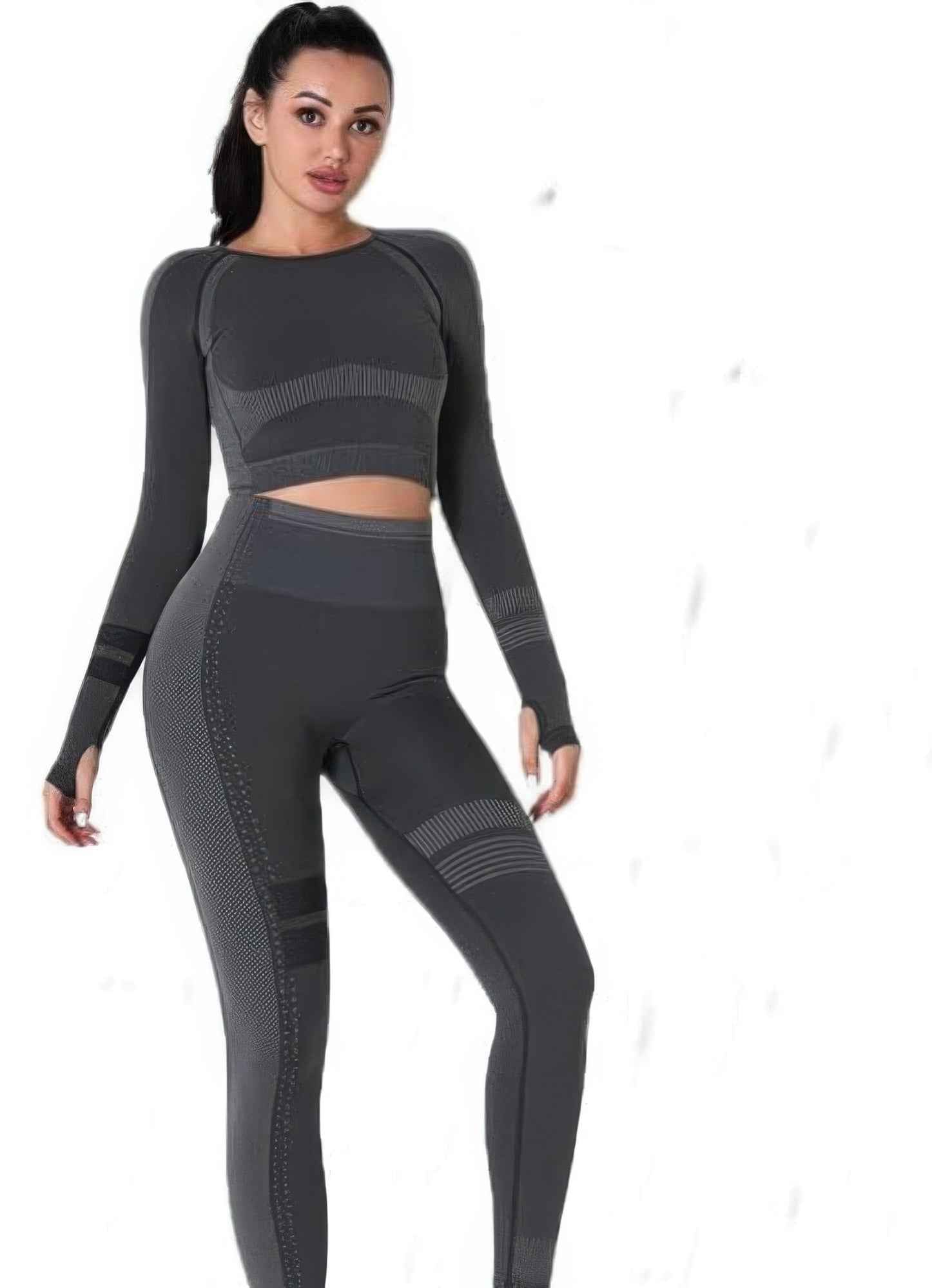 Seamless Long Sleeve Solid Yoga Set Seamless Long Sleeve Solid Yoga Set