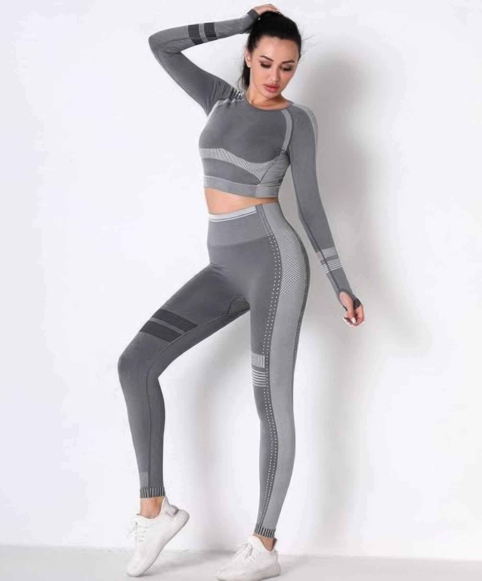 Seamless Long Sleeve Solid Yoga Set Seamless Long Sleeve Solid Yoga Set