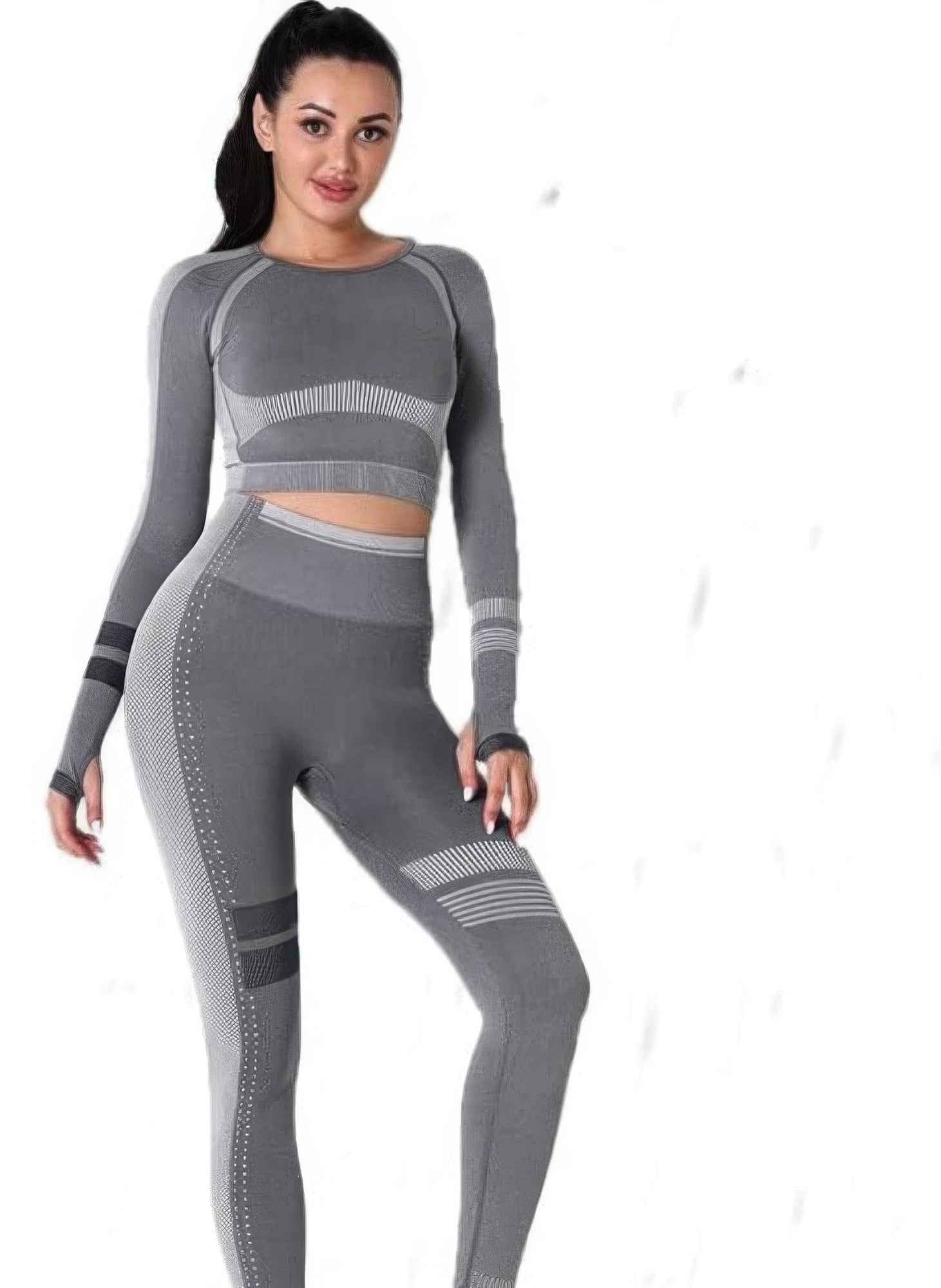 Seamless Long Sleeve Solid Yoga Set Seamless Long Sleeve Solid Yoga Set