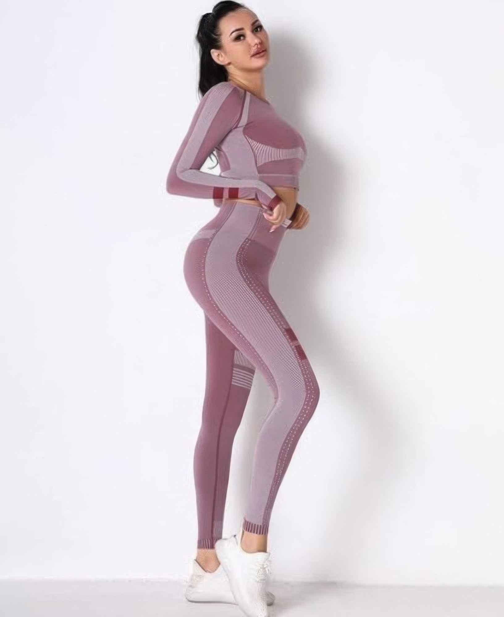 Seamless Long Sleeve Solid Yoga Set Seamless Long Sleeve Solid Yoga Set