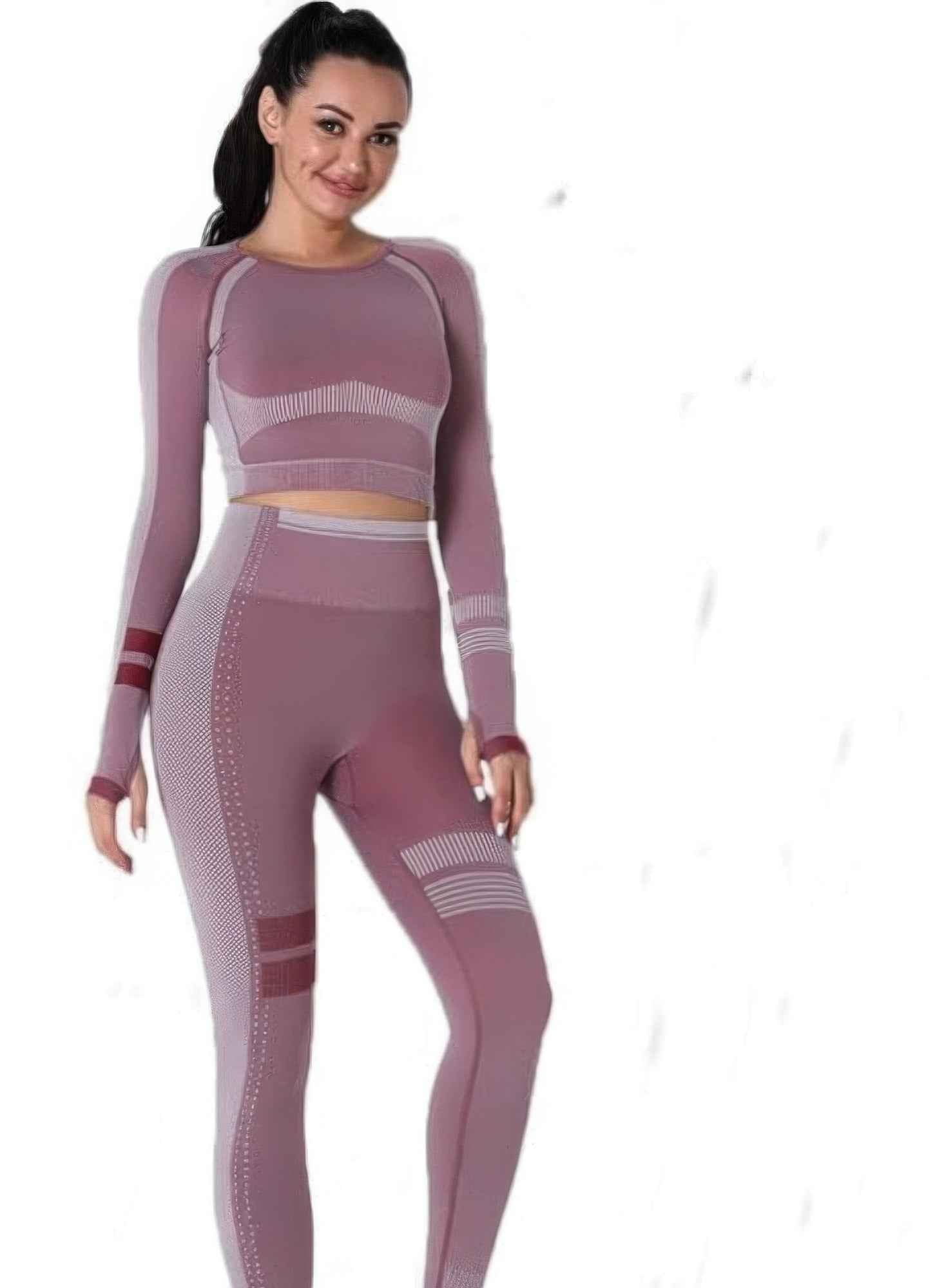 Seamless Long Sleeve Solid Yoga Set Seamless Long Sleeve Solid Yoga Set