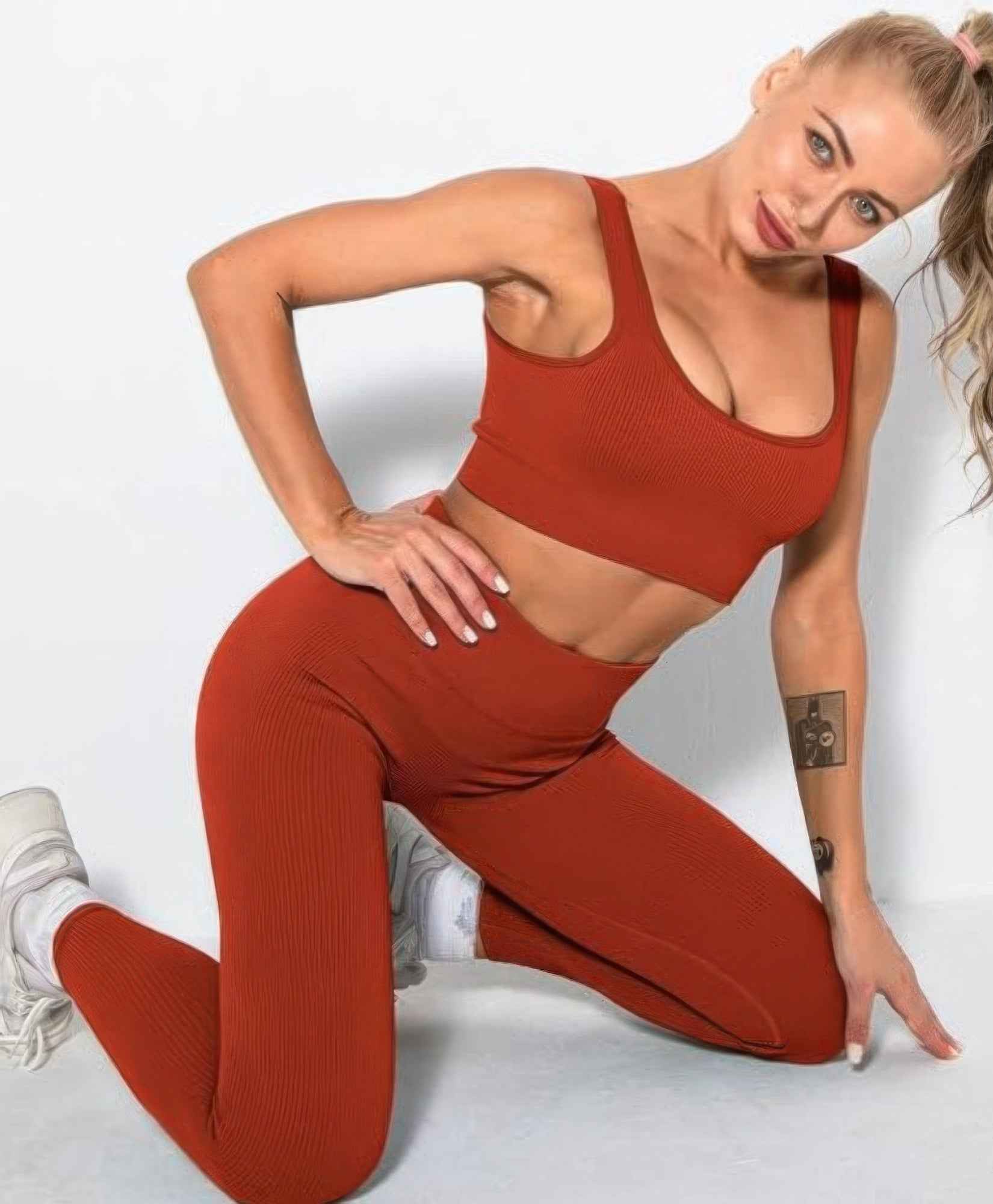 Ribbed Two Piece Activewear Set Ribbed Two Piece Activewear Set