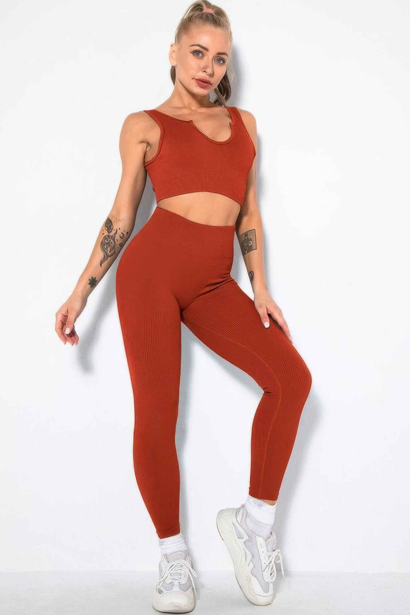 Ribbed Two Piece Activewear Set Ribbed Two Piece Activewear Set