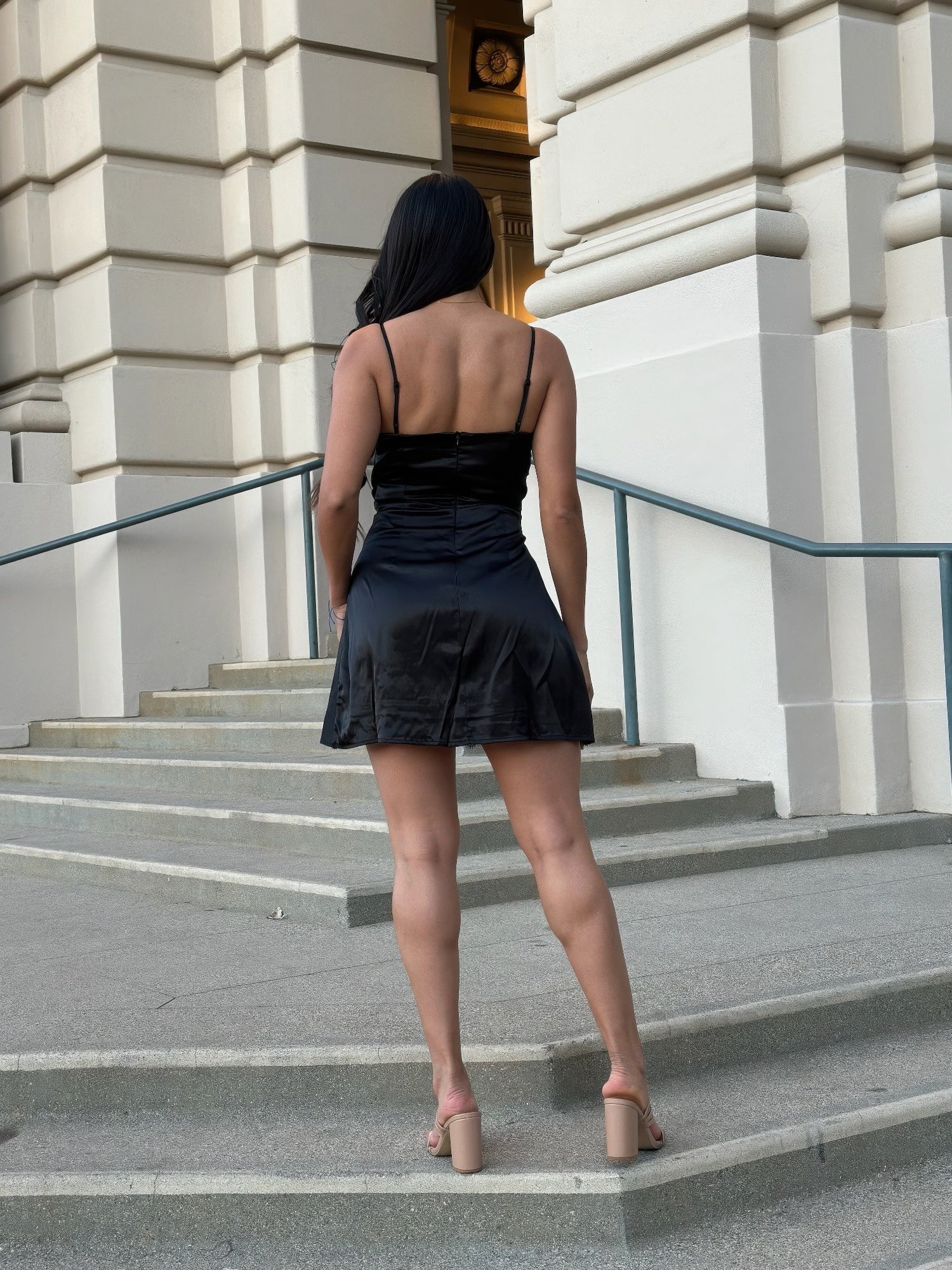 Sexy Party Satin Wrap Like & Lace Nude Mini Dress product image