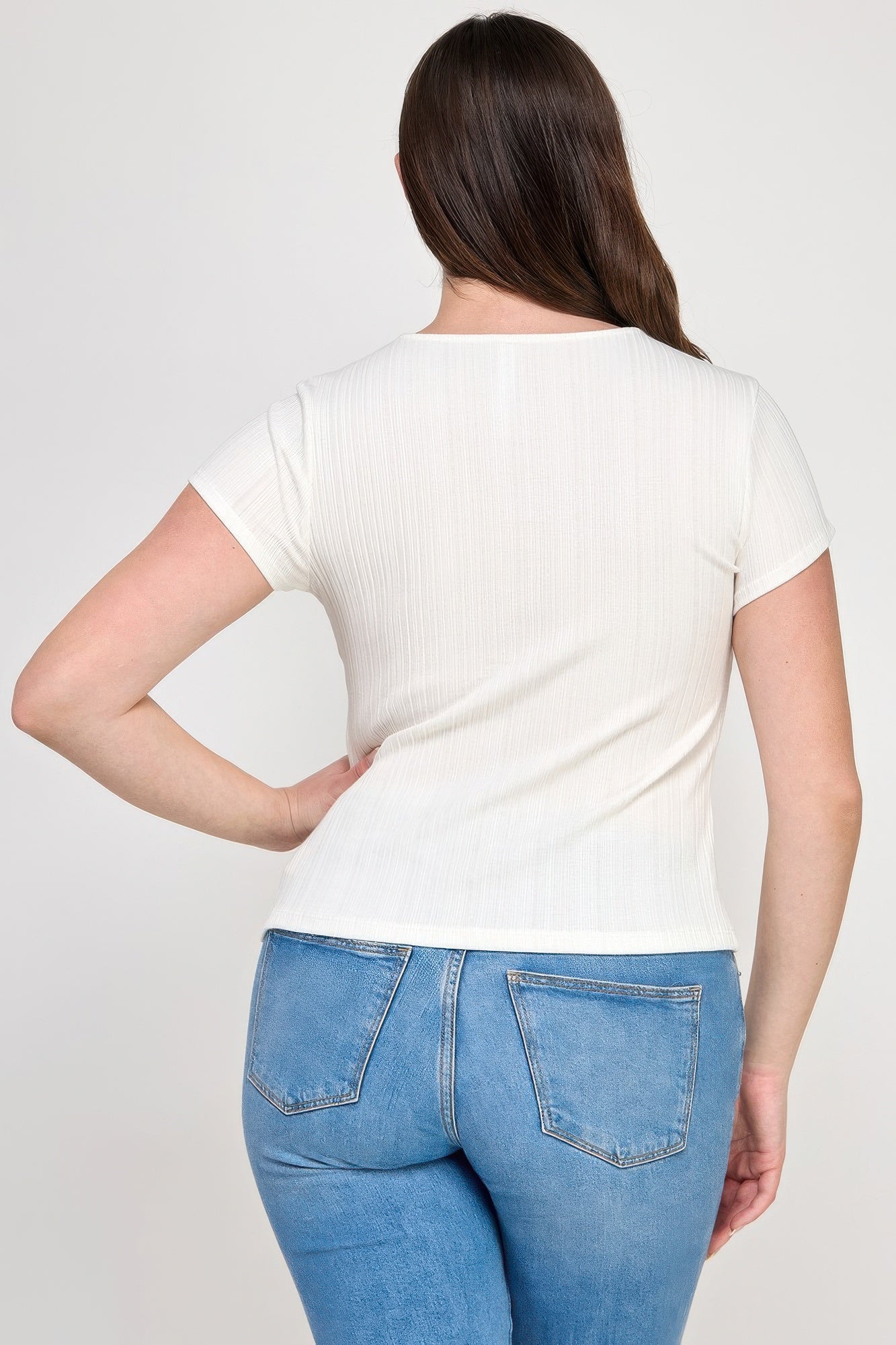 Plus Size Variegated Knit Rib Twist Front Top product image