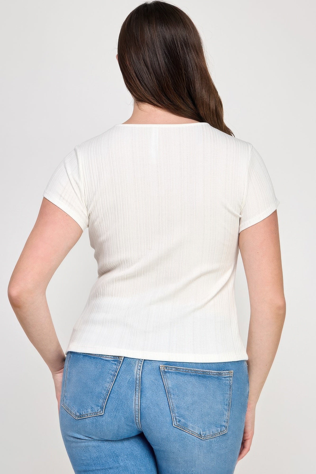 Plus Size Variegated Knit Rib Twist Front Top product image