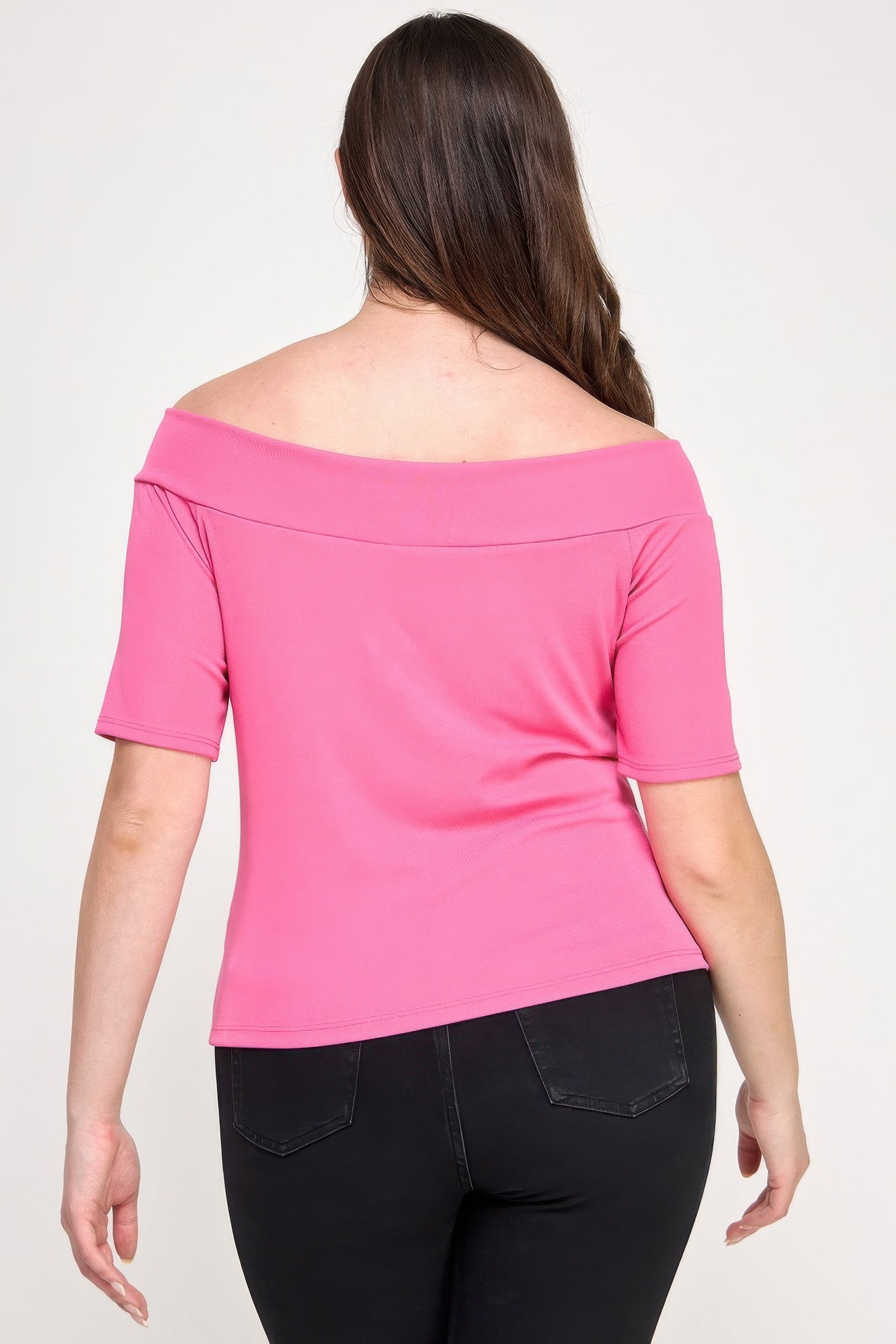 Plus Size Off The Shoulder Knit Rib Twist Knot Top product image