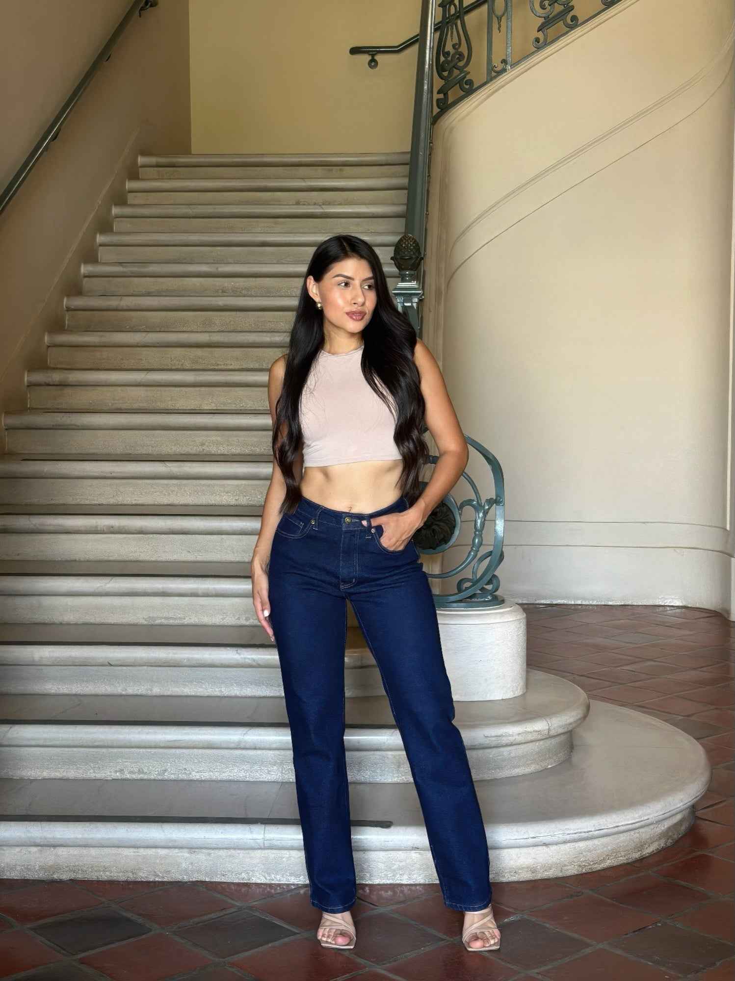 High Waist Vintage Straight Leg Denim Jeans High Waist Vintage Straight Leg Denim Jeans