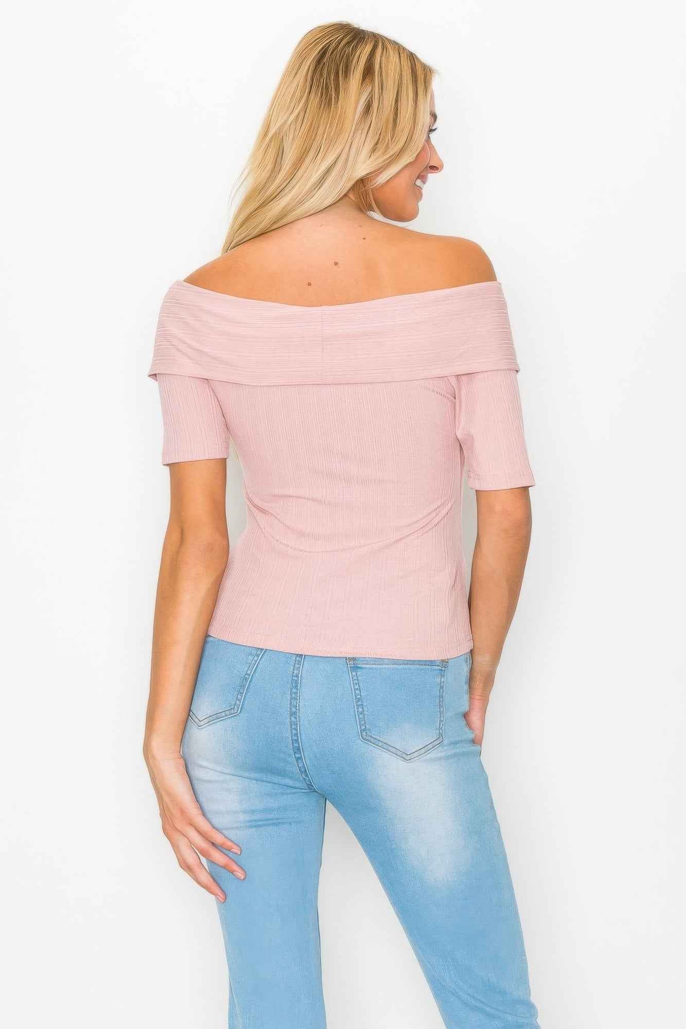 Off The Shoulder Crisscross Ribbed Top Off The Shoulder Crisscross Ribbed Top