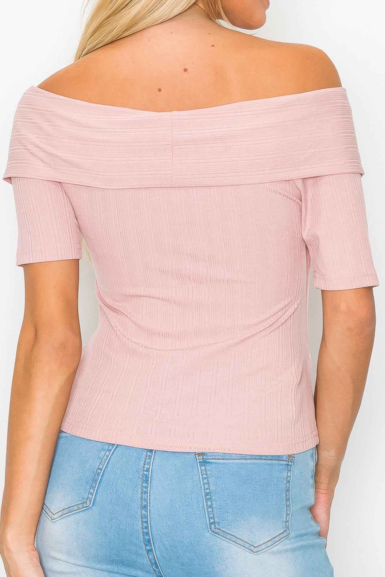 Off The Shoulder Crisscross Ribbed Top Off The Shoulder Crisscross Ribbed Top