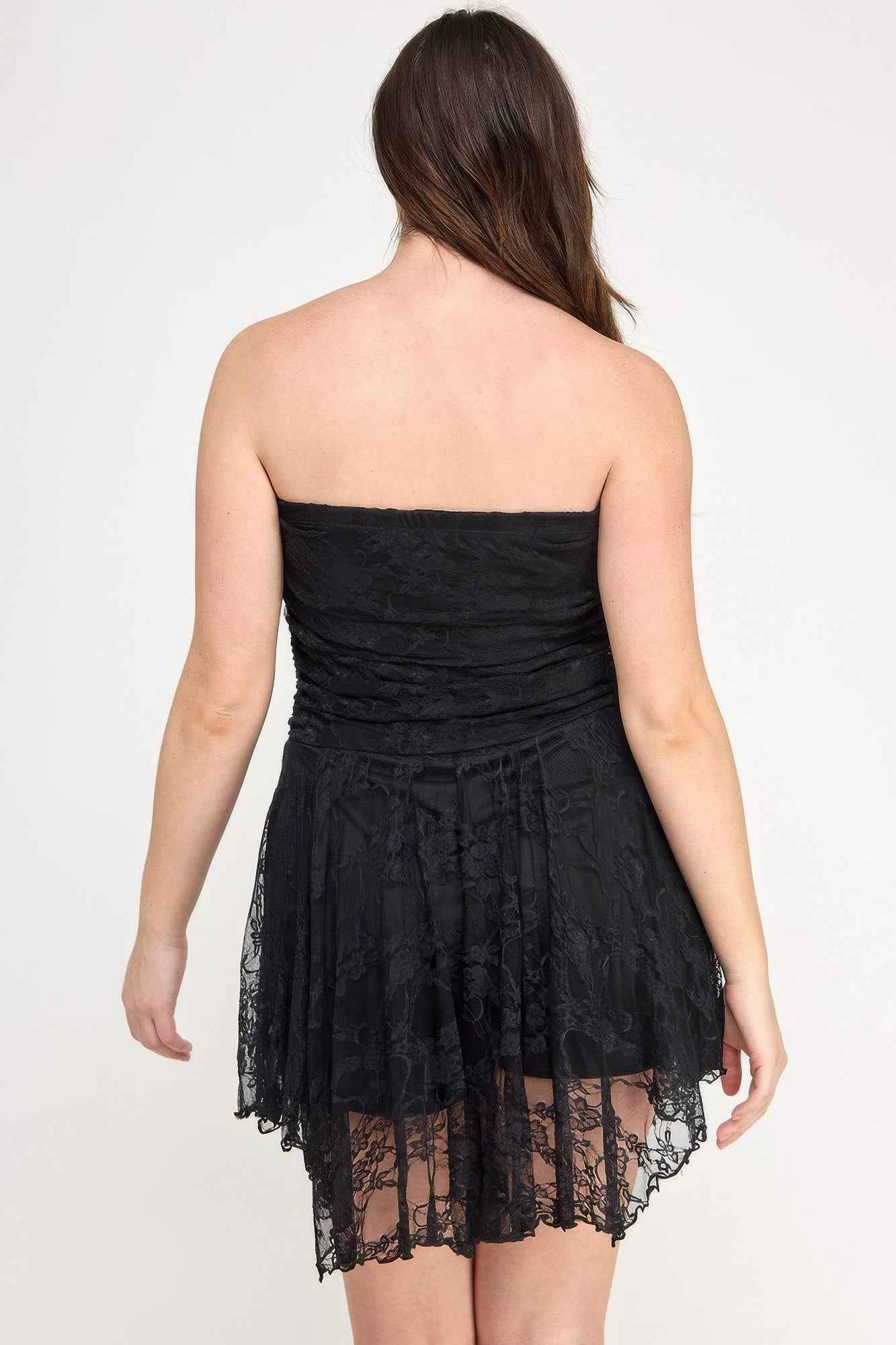 Plus Size Ots Lace Overlay Assym Dress Plus Size Ots Lace Overlay Assym Dress