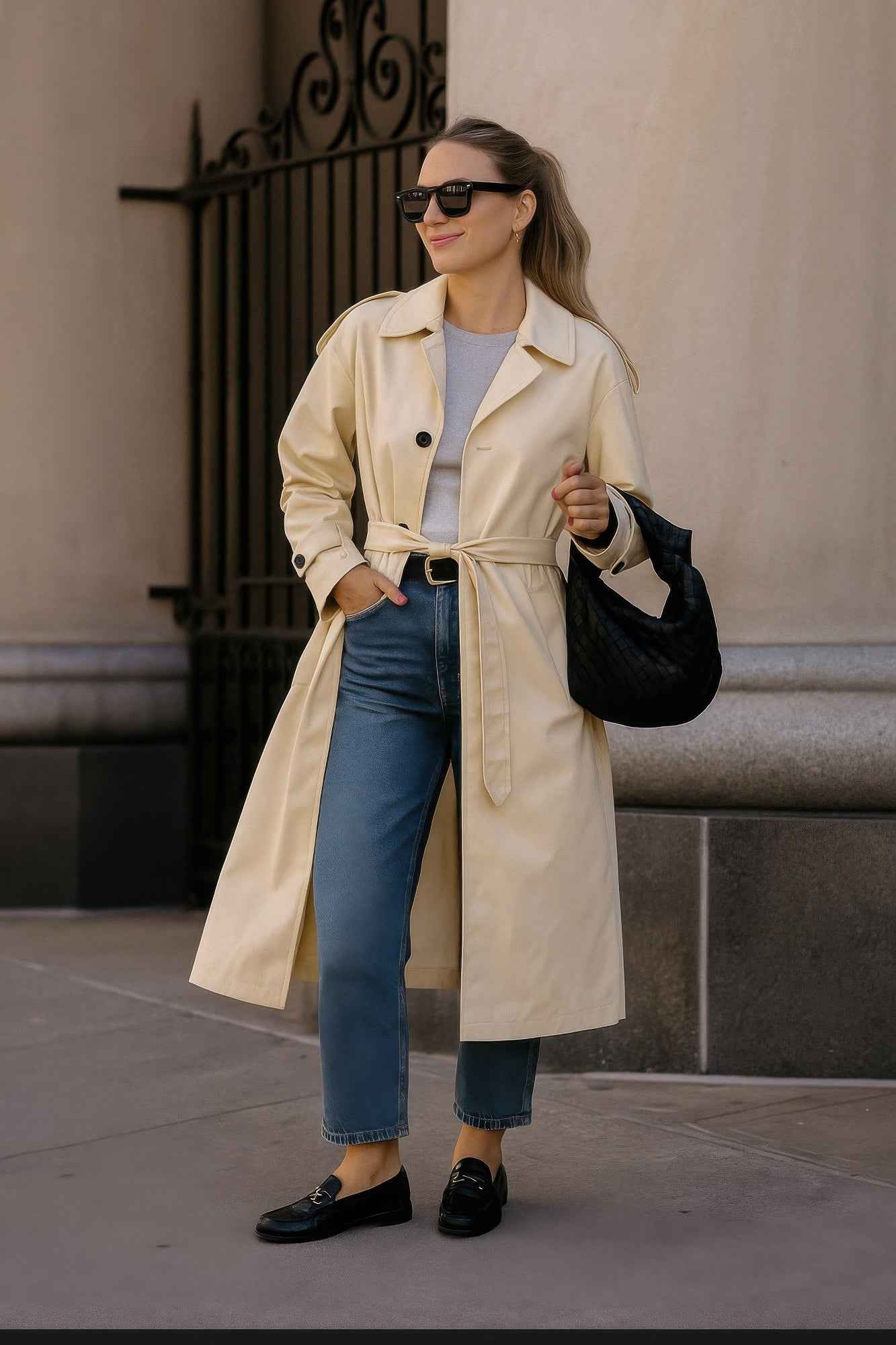 Solid Long Sleeve Trench Coat Woman Lined Solid Long Sleeve Trench Coat Woman Lined